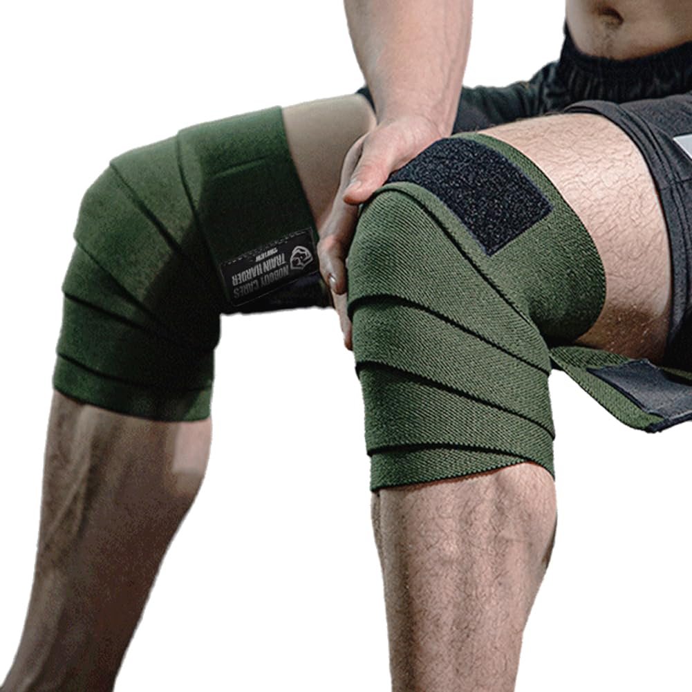Vendas para Rodillas (1 Par), Soporte para Sentadillas, Levantamiento de Pesas, Press de Piernas y Entrenamiento Cruzado - Flexibles de 72 Pulgadas para Hombres y Mujeres
