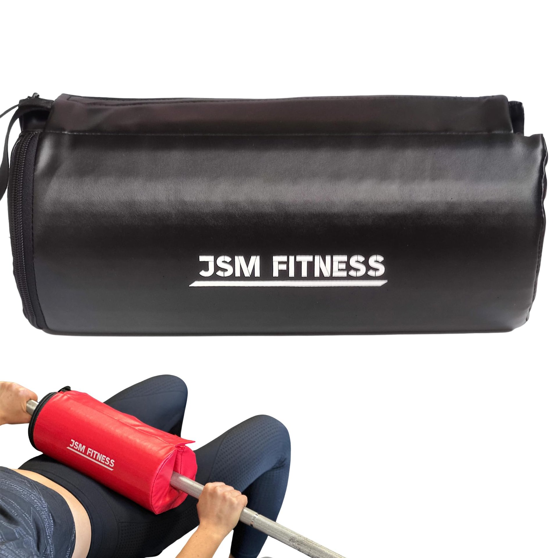 JSM FITNESS Hip Thrust Barbell Pad - Almohadilla para Hip Thrust Extra Gruesa para Ejercicios de Glúteos, Cojín para Barra para Puentes de Glúteos, Press de Banca, Accesorio de Gimnasio para Mujeres y Hombres (Negro)