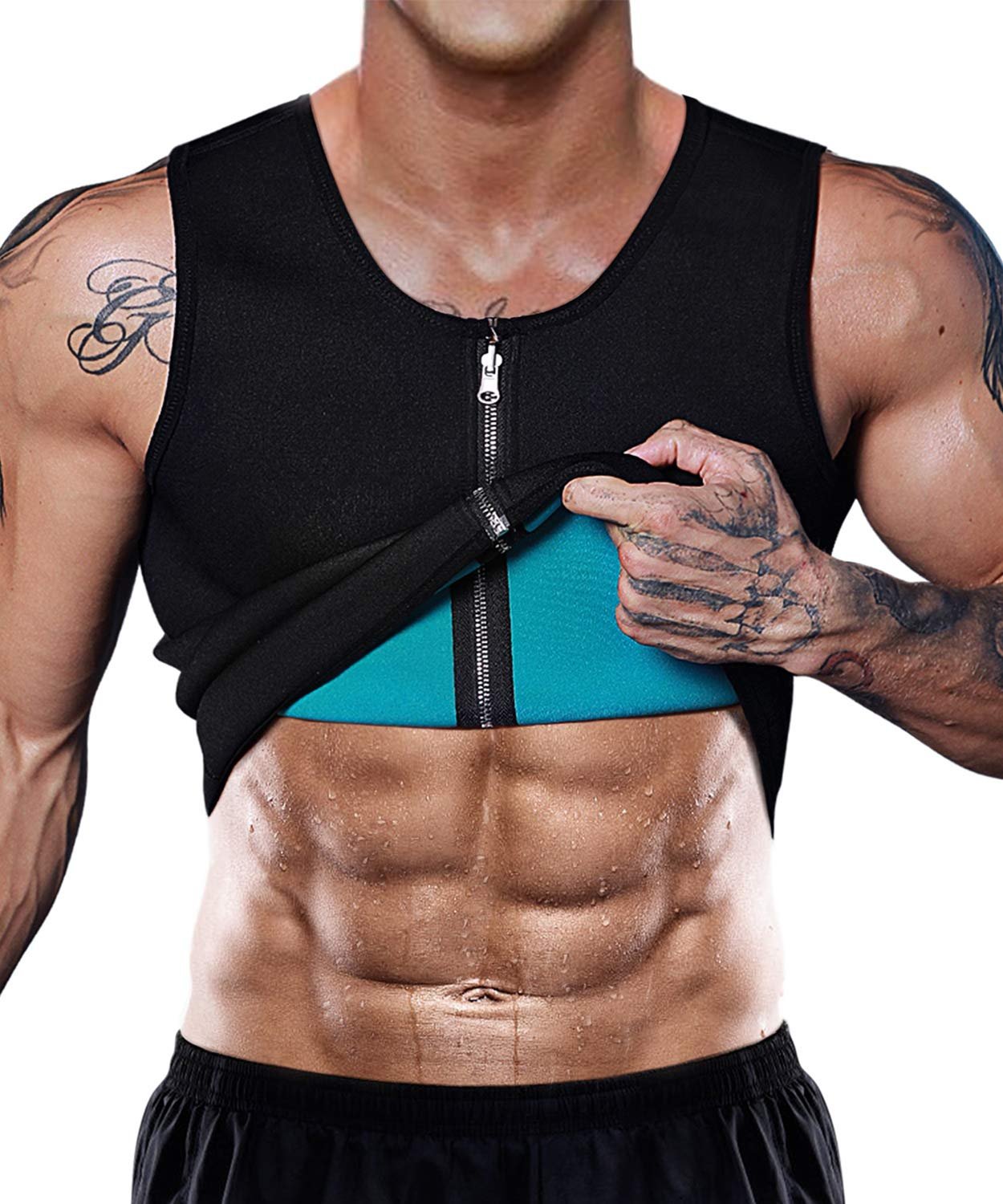 DoLoveY Chaleco de Sauna para Hombres Entrenador de Cintura Modelador Corporal Hot Neopreno Deportivo Fitness Gimnasio Tank Top
