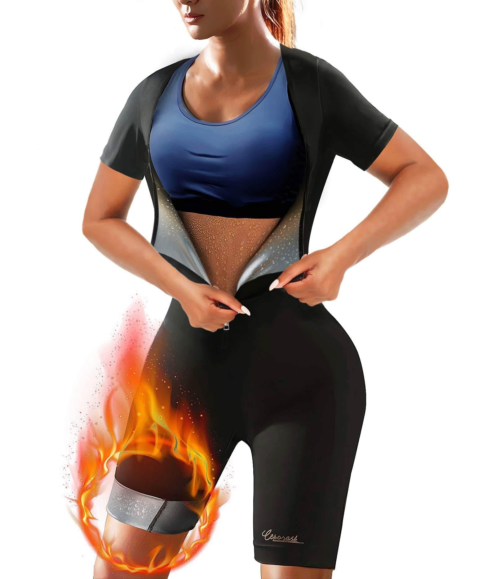 CEPORASK Sauna Suit Para Mujeres Pérdida de Peso Chaleco de Sudor de Cuerpo Entero Entrenador de Cintura sin Mangas Gimnasio Faja Moldeadora (XXXL)