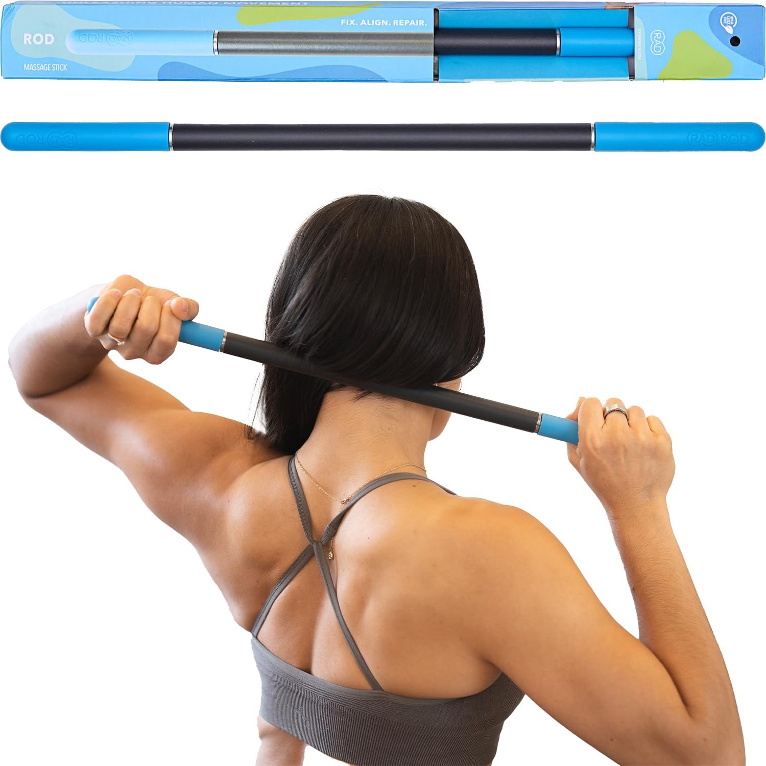 RAD Rod - Rodillo de masaje compacto de tejido profundo - Herramienta de liberación miofascial para piernas, espalda, cuello, brazos y hombros - Rodillo muscular para movilidad y recuperación
