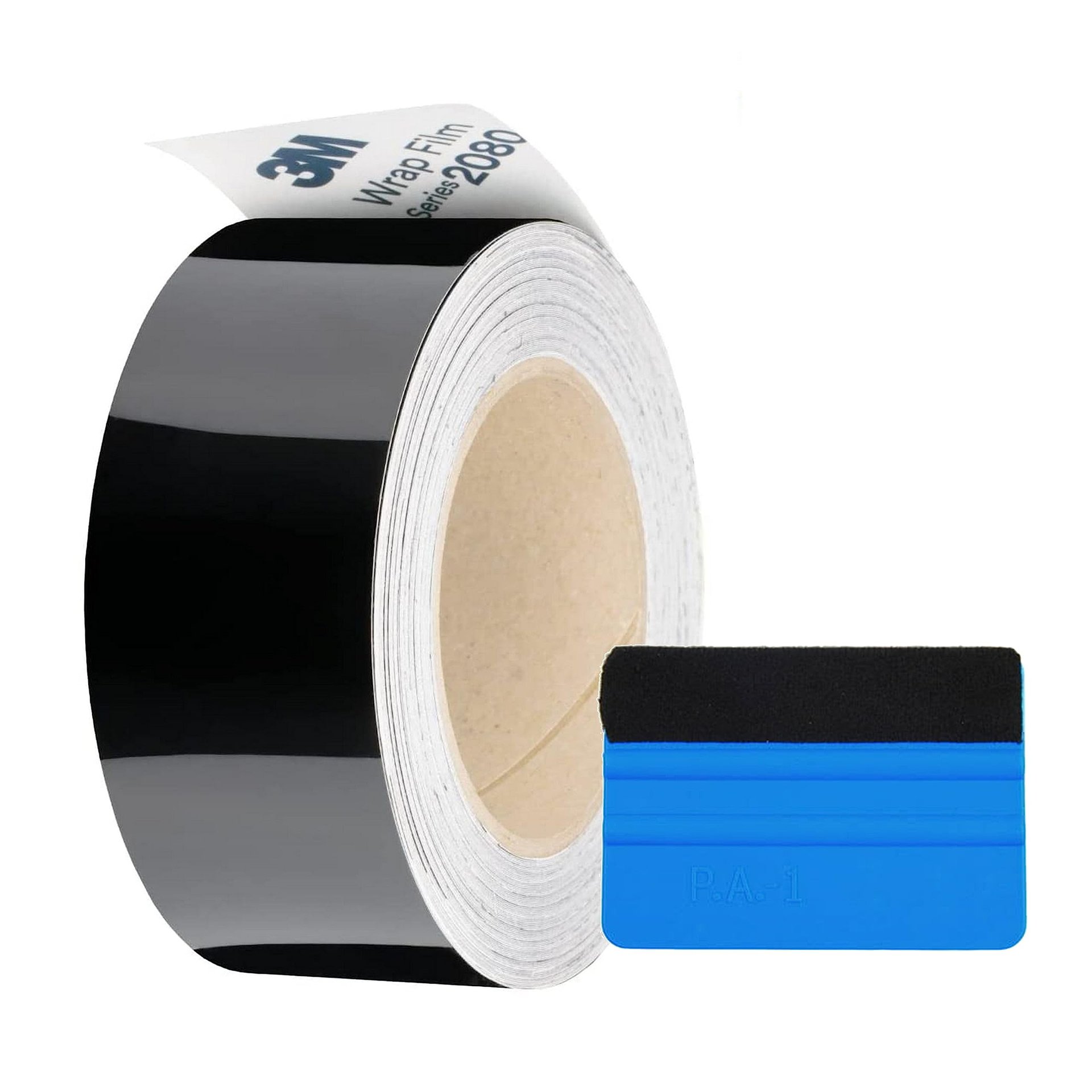 Kit de Película de Vinilo Negro 3M Series 2080 1080 para Eliminación de Cromo Negro Brillante en Molduras de Ventanas y Puertas con Herramienta Gratuita (Negro Brillante, 2 pulgadas x 25 FT)
