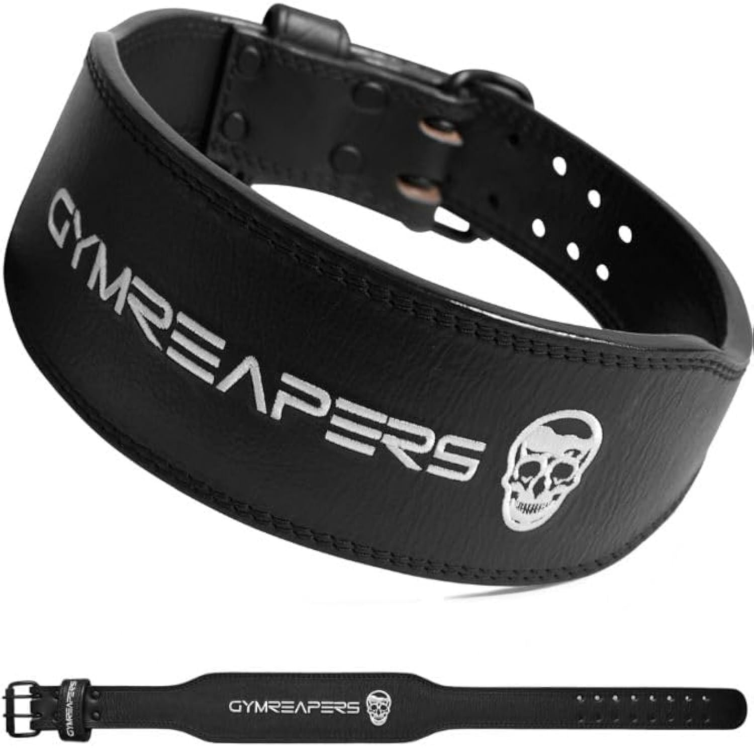 Cinturón de levantamiento de pesas de cuero Gymreapers para culturismo, sentadillas, soporte lumbar y dolor de espalda - Cuero real, ajuste de hebilla ajustable - Hombres Mujeres