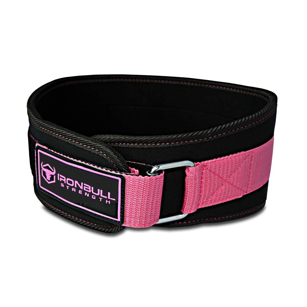 Cinturón de levantamiento de pesas para mujeres Iron Bull Strength - Soporte lumbar de alto rendimiento de neopreno - Soporte central ligero y resistente para levantamiento de pesas, Crossfit y fitness (Negro/Rosa, Pequeño)