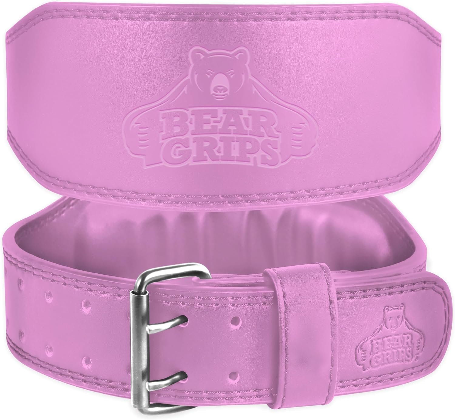 Cinturón de Levantamiento de Pesas Bear Grips 7mm Cinturón de Levantamiento de Pesas Cinturón de Gimnasio Acolchado Cinturón de Doble Hebilla Cinturón de Cuero Cinturón de Entrenamiento de Espalda Rosa Pequeño