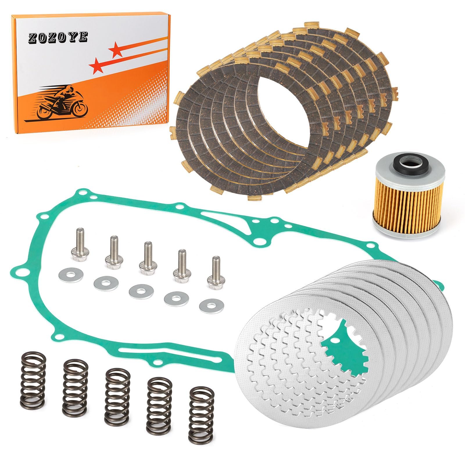 Kit de Embrague de Plato de Fricción Pesado Resortes Perno y Junta para Yamaha XVS650 V-star 650 1998-2016