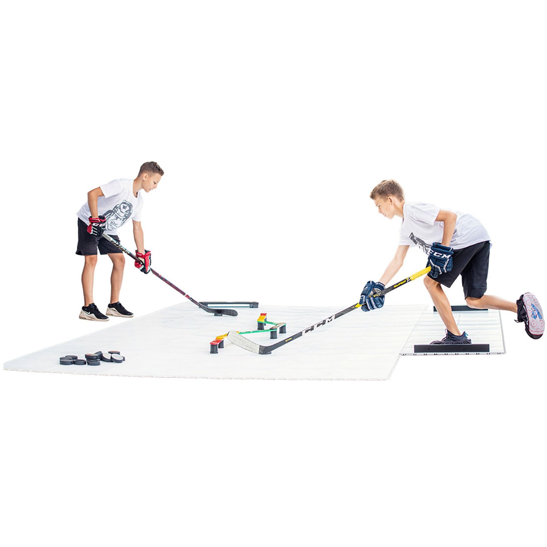 Hockey Revolution My Puzzle Durable Flooring Tiles - Superficie de entrenamiento interconectada para stickhandling, tiro, pase - Construye tu propia plataforma 18 azulejos (21.5 pies cuadrados)
