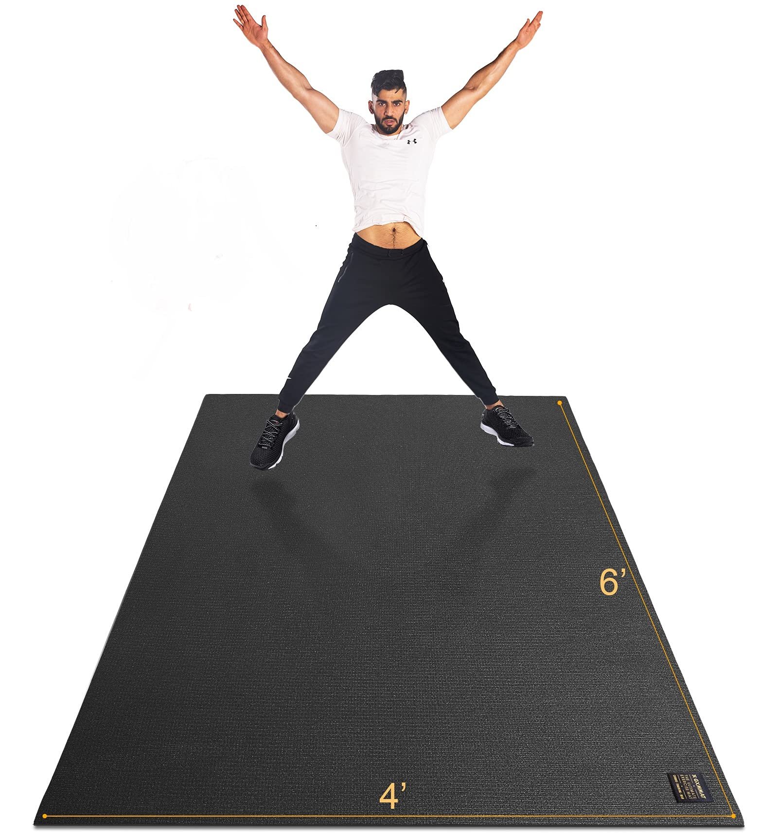 Tapete de ejercicio grande GXMMAT 6'x4'/6'x5'/6'x6' (7mm), Tapetes gruesos para el suelo del gimnasio en casa, Extra ancho antideslizante duradero, Amigable con los zapatos, Perfecto para Plyo, MMA, Saltar la cuerda, Pesas, Fitness