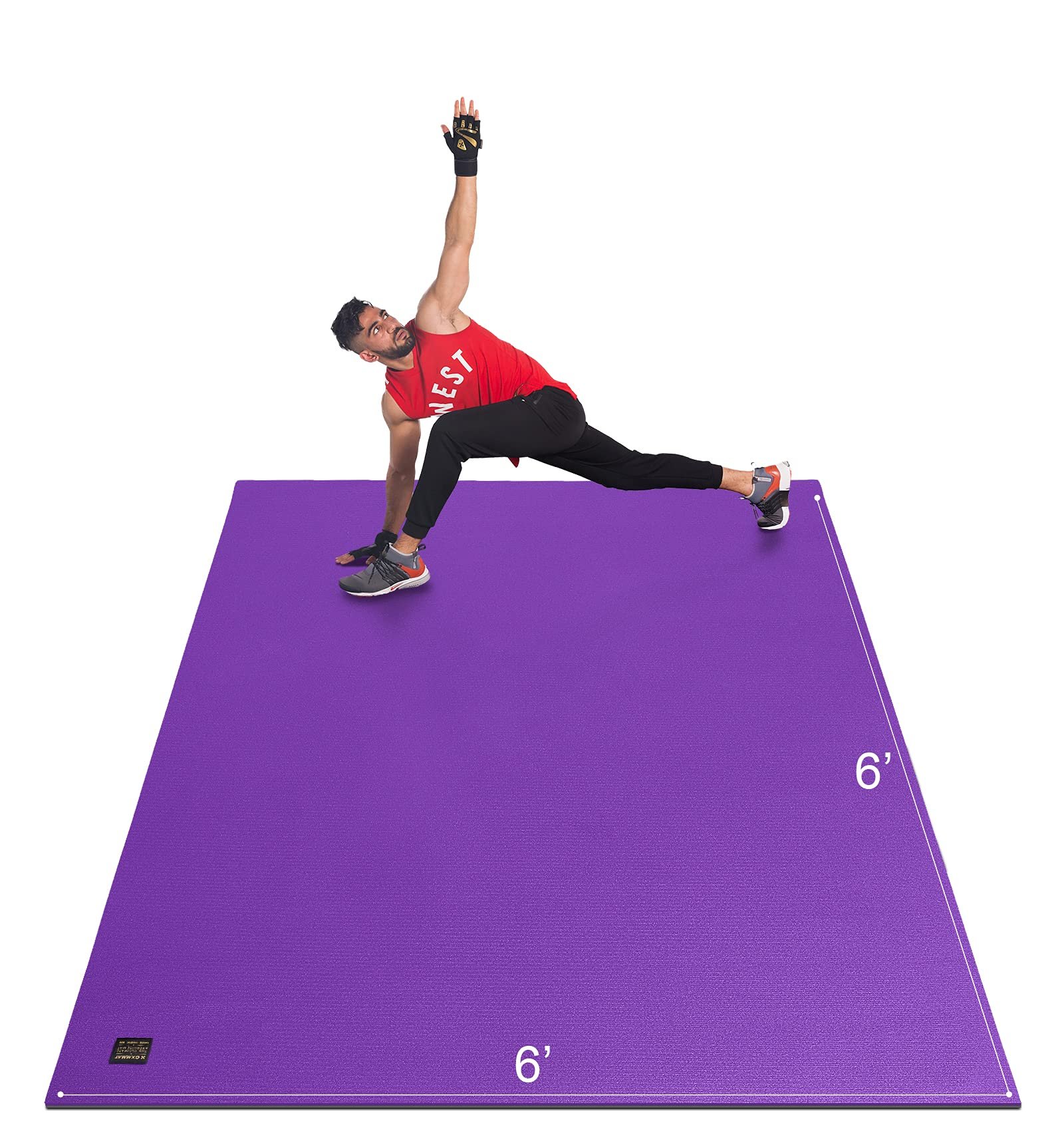 Tapete de Ejercicio Grande GXMMAT 6'x4'/6'x5'/6'x6'(7 mm), Tapetes Gruesos para el Piso del Gimnasio en Casa, Extra Ancho Antideslizante Duradero para Cardio, Amigable con Zapatos, Perfecto para Plyo, MMA, Cuerdas de Saltar, Pesas, Fitness