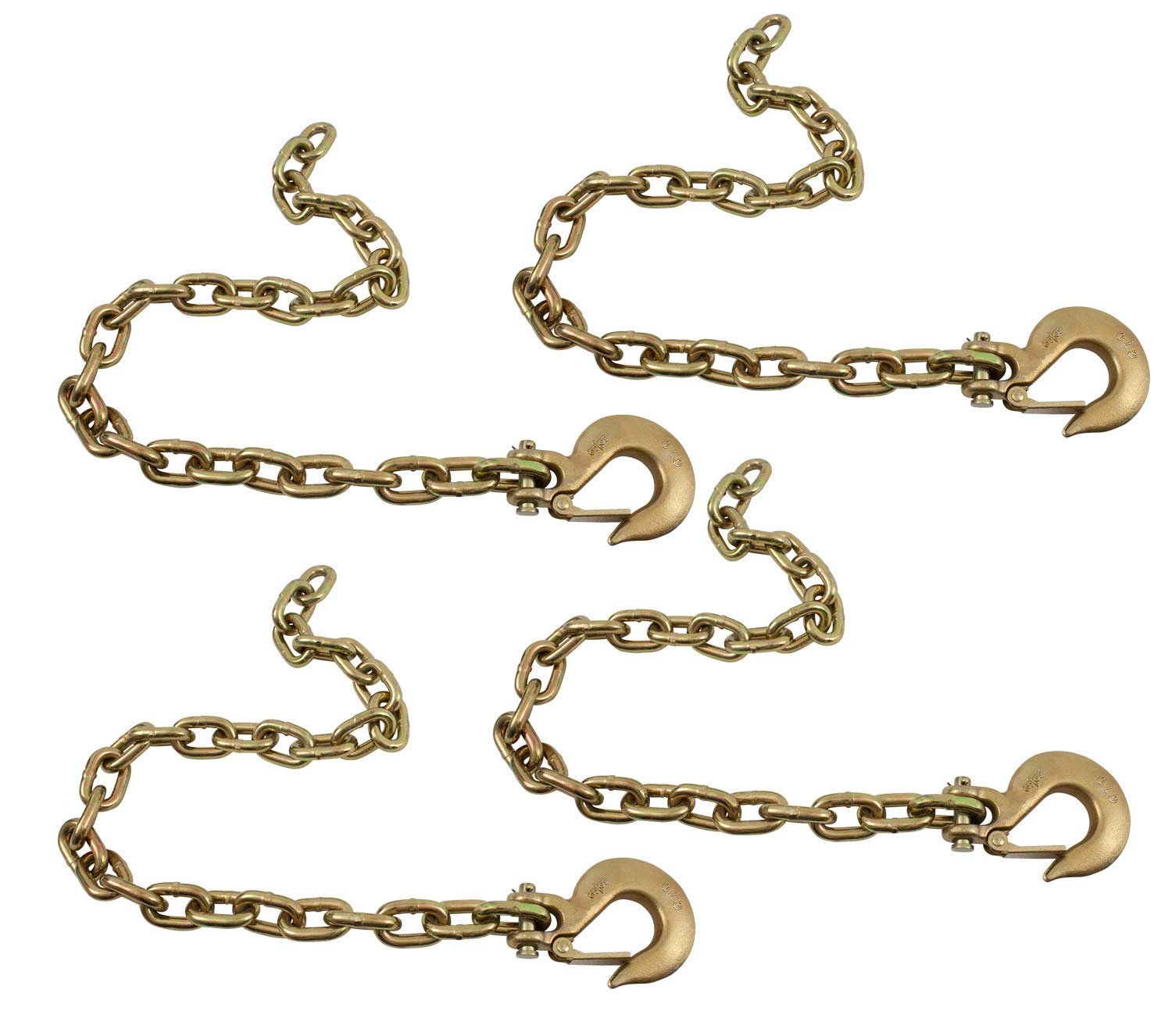 Cadenas de Seguridad para Remolque Mytee Products 3/8" x 36" Grado 70 con Gancho Forjado y Clip de Seguridad (Paquete de 4)