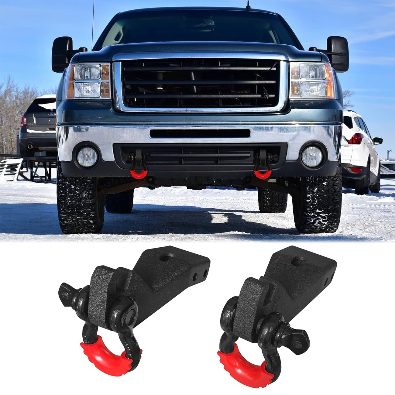 Soporte de Montaje de Gancho de Remolque Delantero y Anillo D para Chevy/GMC 1500 2007-2013