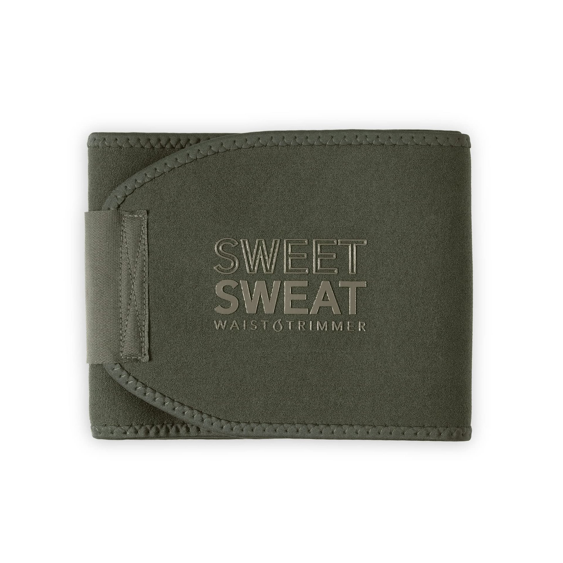 Cinturón deportivo para adelgazar Sweet Sweat de Sports Research - Cinturón de fitness premium para potenciar el sudor para mujeres y hombres - 5 tallas ajustables - Verde militar (Extra grande)