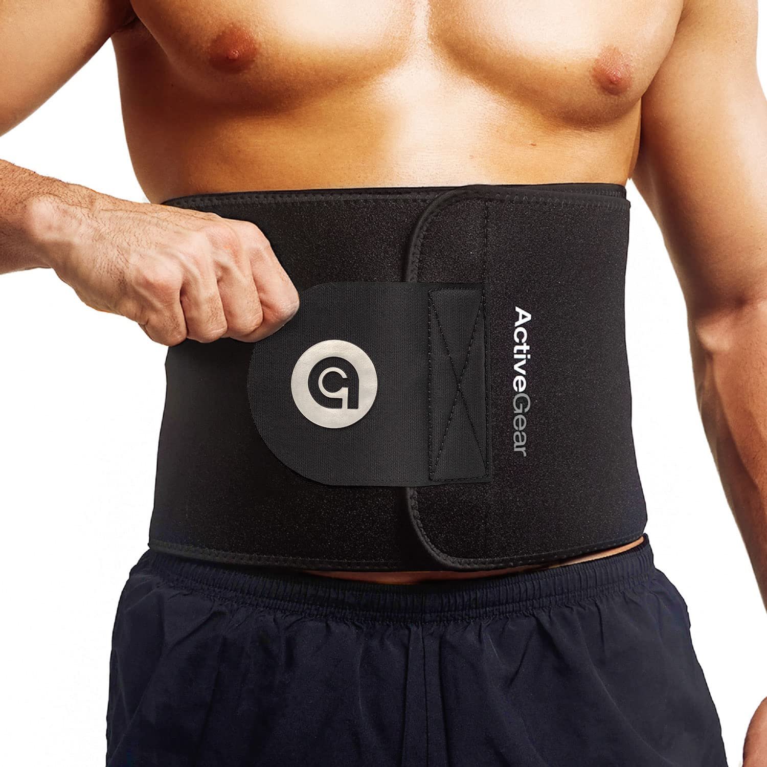 Cinturón reductor de cintura ActiveGear para soporte lumbar de estómago y espalda, Mediano: 8" x 42" - Plata