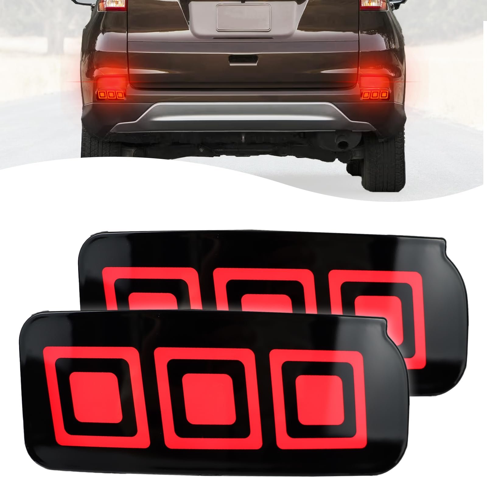 ZDEERAOTO 2pc Luces Traseras LED de Parachoques Trasero Reflejos de Niebla Freno Luces de Cola Compatible con Honda CRV CR-V 2015 2016 Reemplaza 33555-T1W-A01 33505-T1W-A01 Accesorios (Ahumado)