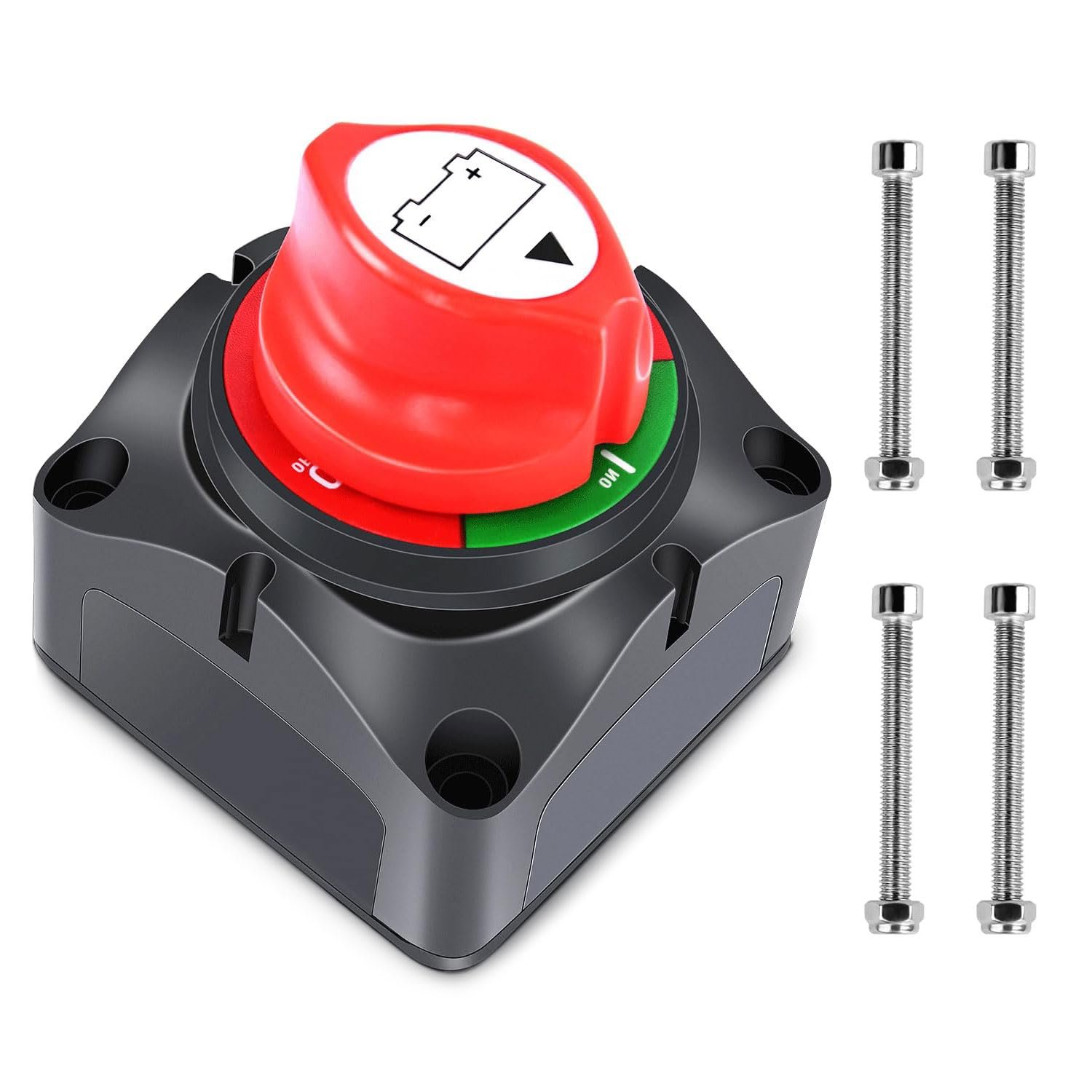 Interruptor de Batería WattCycle con Interruptor Maestro Desconector de Batería Impermeable 12-48V, Soporta hasta 275A de Corriente, Aislador de Desconexión (Encendido/Apagado) para Coches, Vehículos, Autocaravanas y Barcos