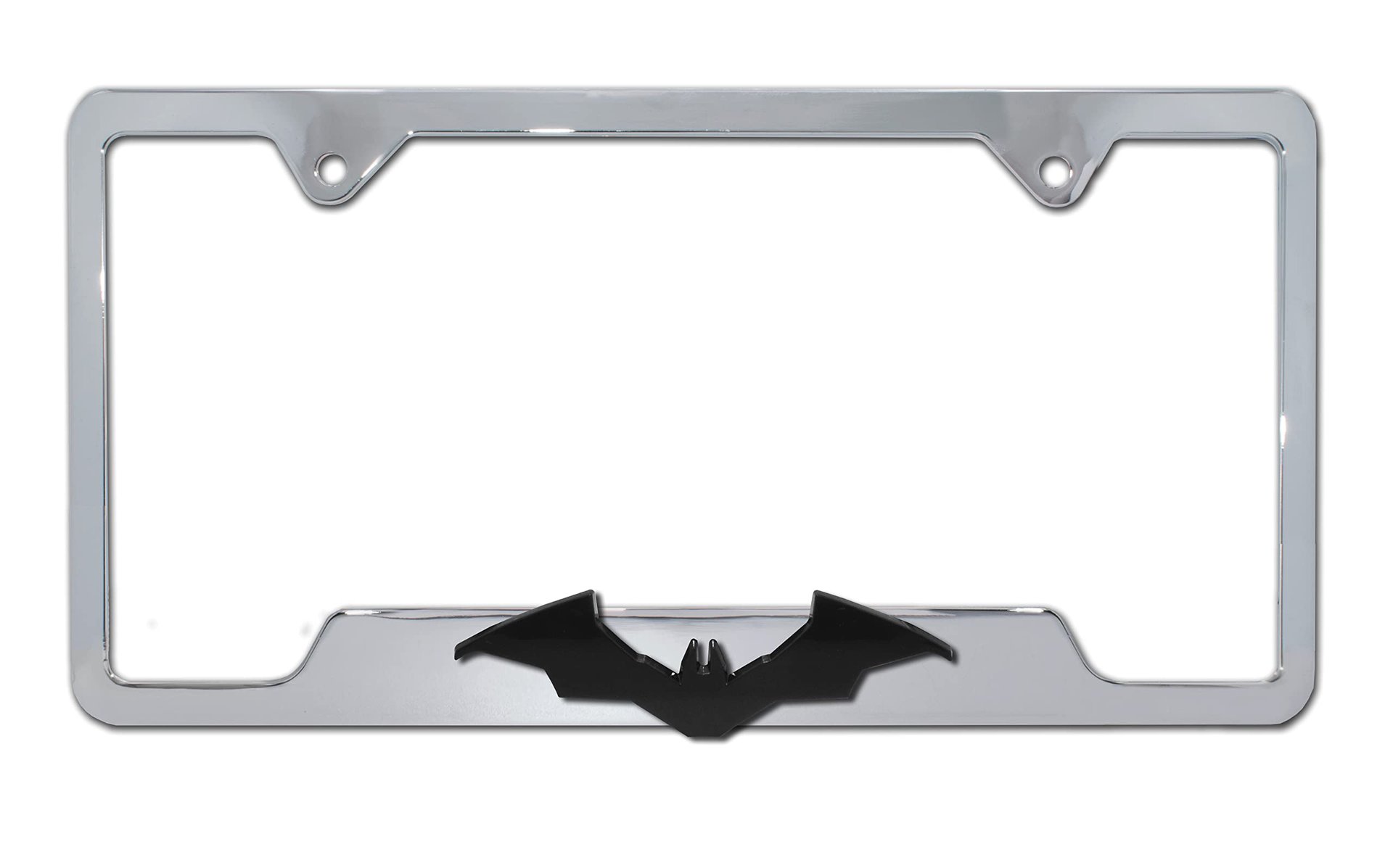 Elektroplate Officially Licensed - DC Comics The Batman Movie Chrome (Negro murciélago) Metal Premio 3D Portaplacas de matrícula para Coches/SUVs/Camiones Accesorio automotriz a prueba de clima