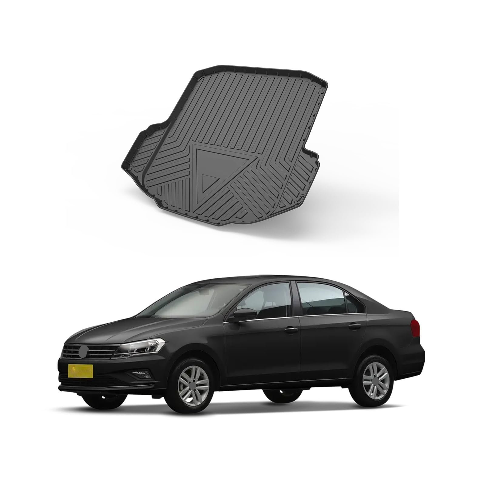 Elsetyler Forro de Maletero a Medida para Volkswagen VW Jetta 2019-2024 2025 - Negro Protector de Bandeja Trasera Resistente al Agua Todo Clima y Resistente para Maletero Trasero