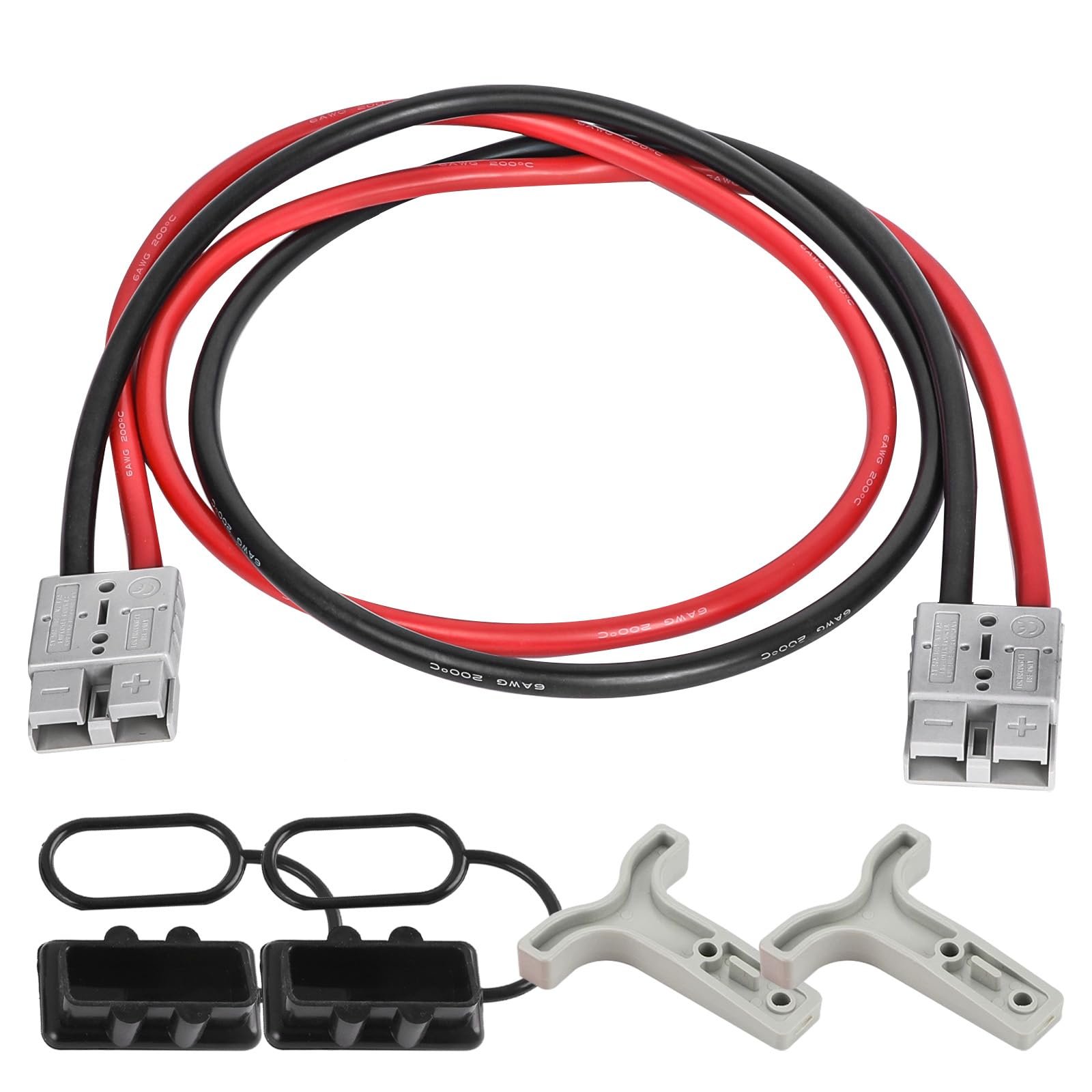 Conector de Anderson ZIWIMEGO con cable de 6AWG de 47.24 pulgadas, Conector Rápido para Batería, Cable de Carga para Montacargas Eléctrico (175A)