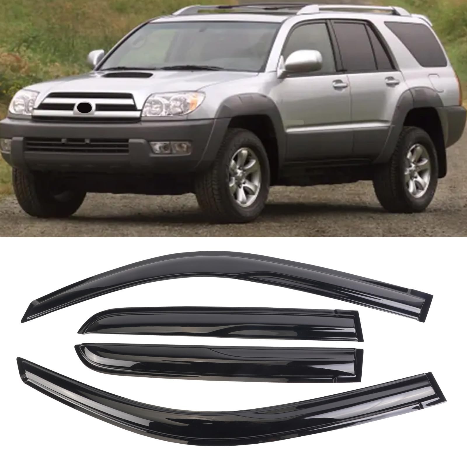 Deflector de lluvia SONTIAN Window Visor (Montaje exterior) para Toyota 4Runner 2003-2009 4 Pzs Ventana Deflector 94924