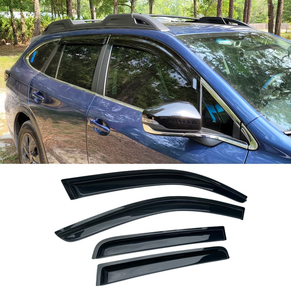 Puermto 94376 Protector solar impermeable para ventana lateral delantera, 4pcs Reemplazos protectores contra la lluvia, Deflector de ventana para 2015-2022 Subaru Outback