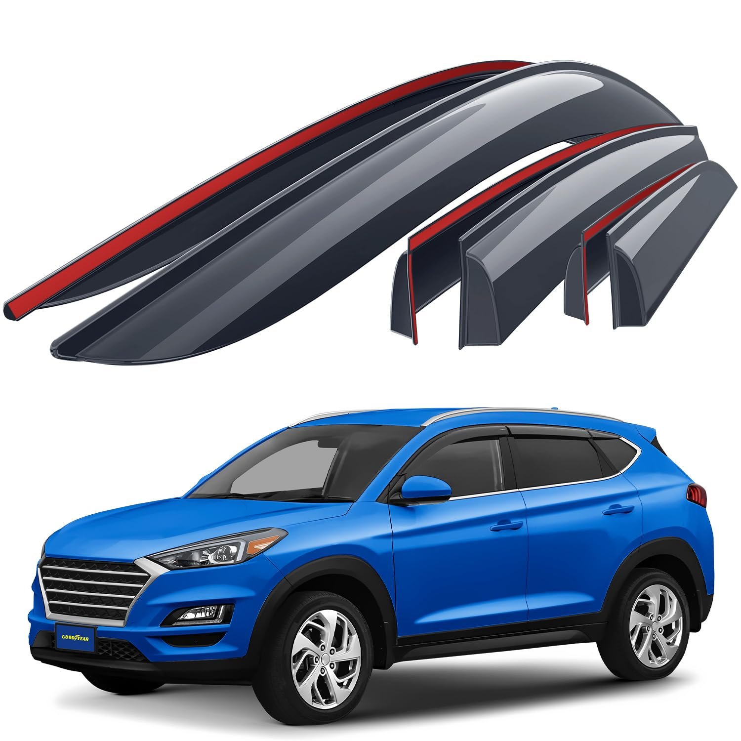 Deflectores de Ventana a Prueba de Roturas Goodyear para Hyundai Tucson 2016-2021, Guardias de Lluvia Adhesivas, Viseras de Ventana, Deflector de Aire, Accesorios para Automóviles, 6 piezas - GY008678