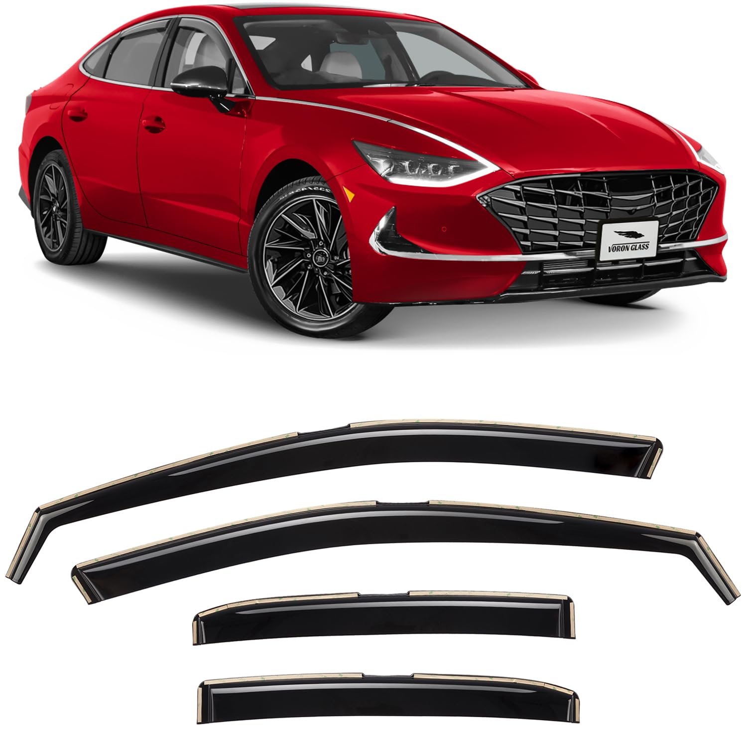 Voron Glass Deflectores de Lluvia Extra Duraderos en Canal para Hyundai Sonata 2020-2025, Viseras para Ventanas Deflectoras, 4 Piezas - 200594