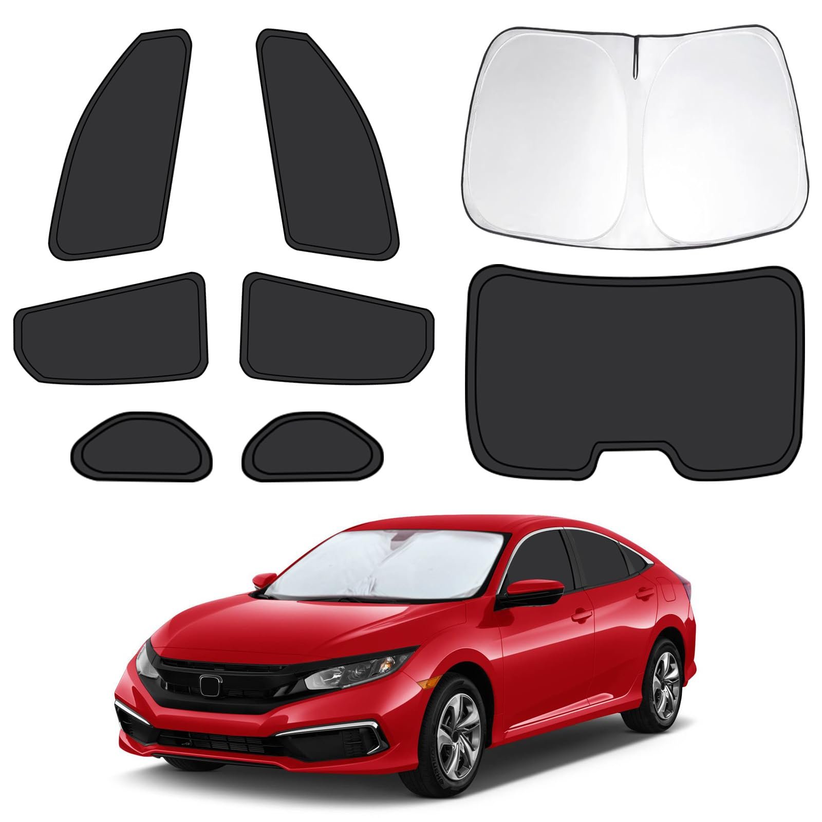 8pcs Cubiertas de Ventana para Coche para Honda Civic 2016-2021, Cubiertas de Ventana Completa para Privacidad, Parasoles para Civics Frontales Traseros Laterales para Bloquear los Rayos UV y Proteger la Privacidad