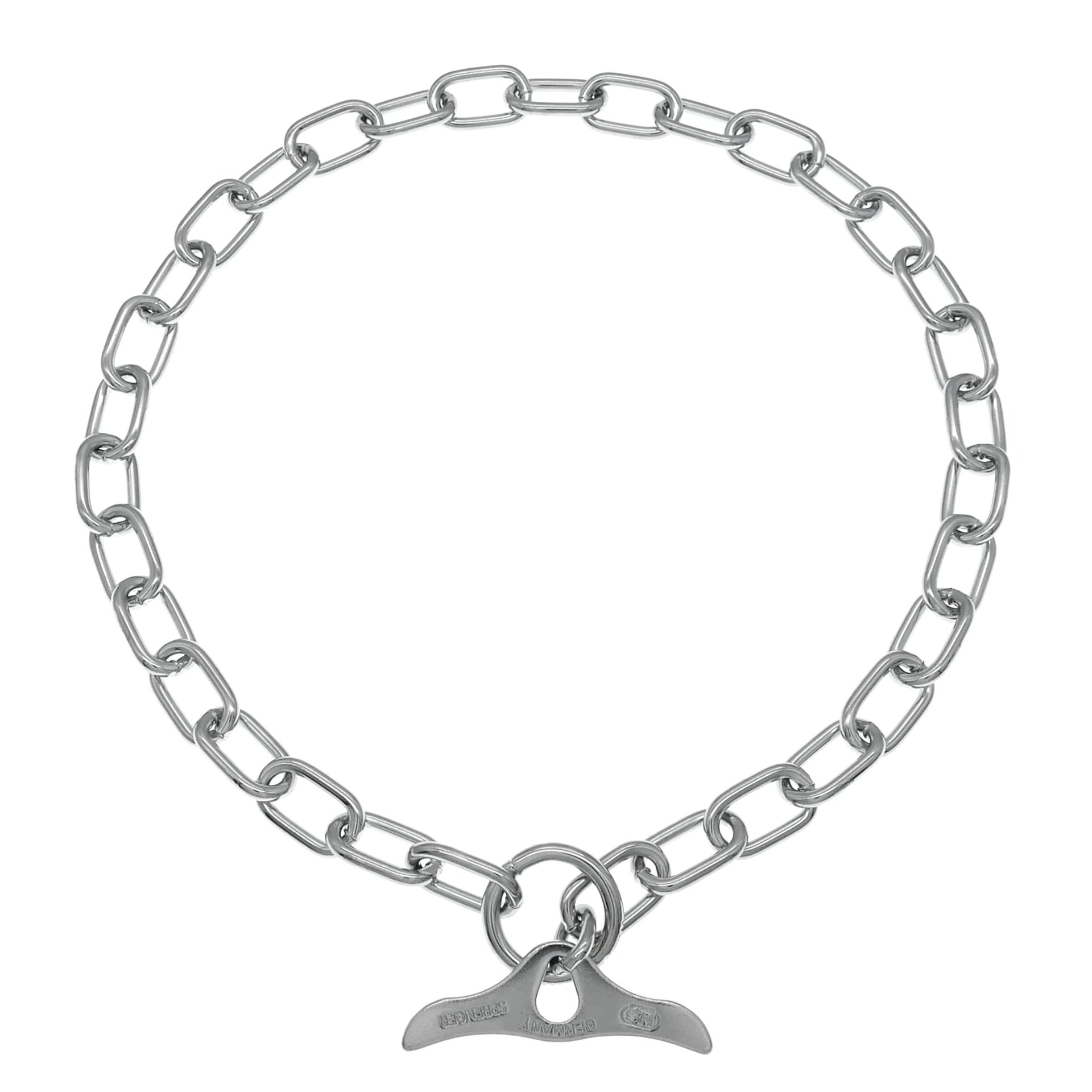 Collar de adiestramiento profesional para perros Herm Sprenger de acero cromado para ahorro de pelaje con eslabones medianos y cierre de palanca, para perros pequeños, medianos y grandes, cadena de corrección deslizable fabricada en Alemania (26 pulgadas (65 cm))