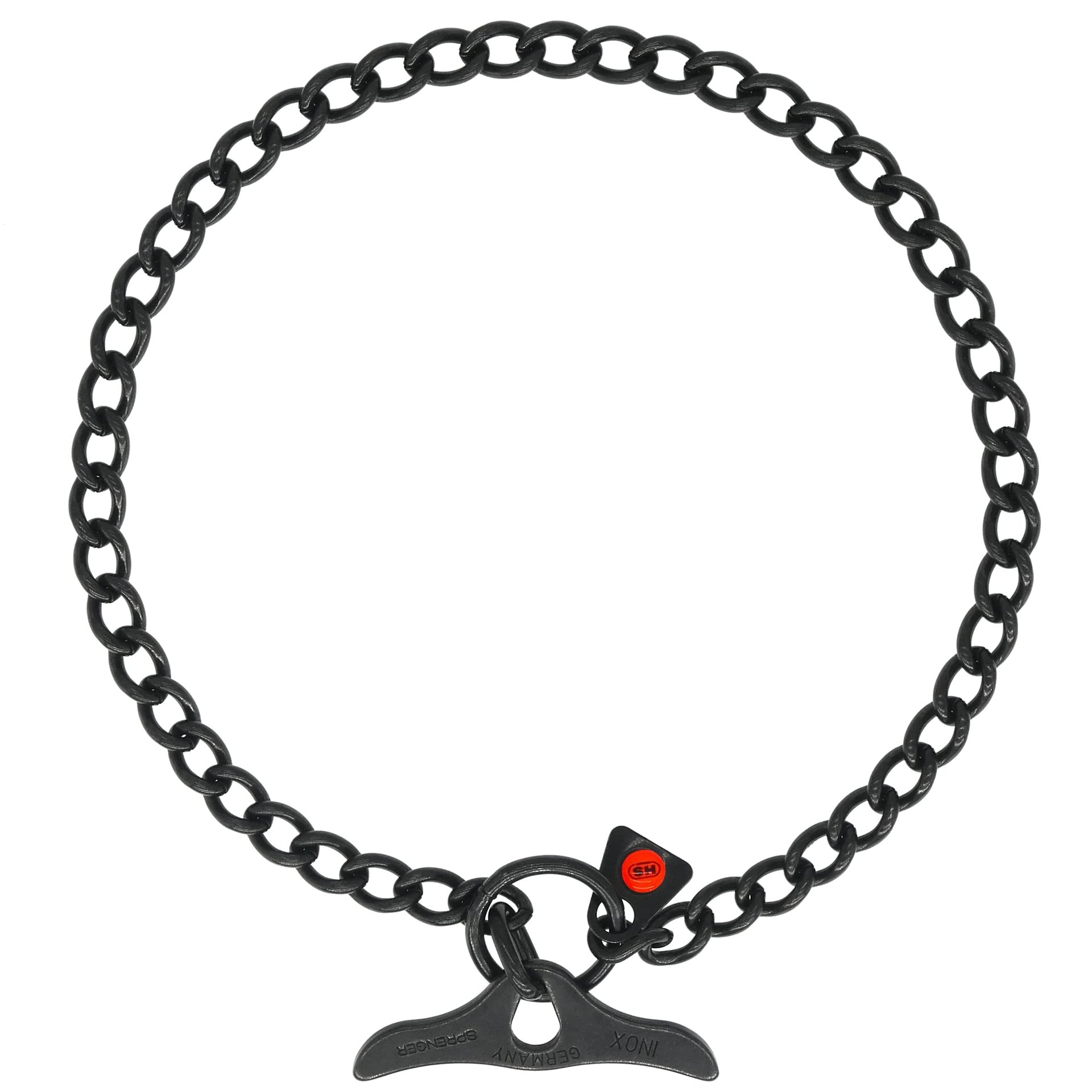 Collar de Entrenamiento para Perros de Acero Inoxidable Negro Herm Sprenger con Toggle y Eslabones Redondos Cadena para Perros Pequeños Medianos y Grandes Hecho en Alemania (22 pulgadas (Tamaño de Cuello hasta 20 pulgadas))