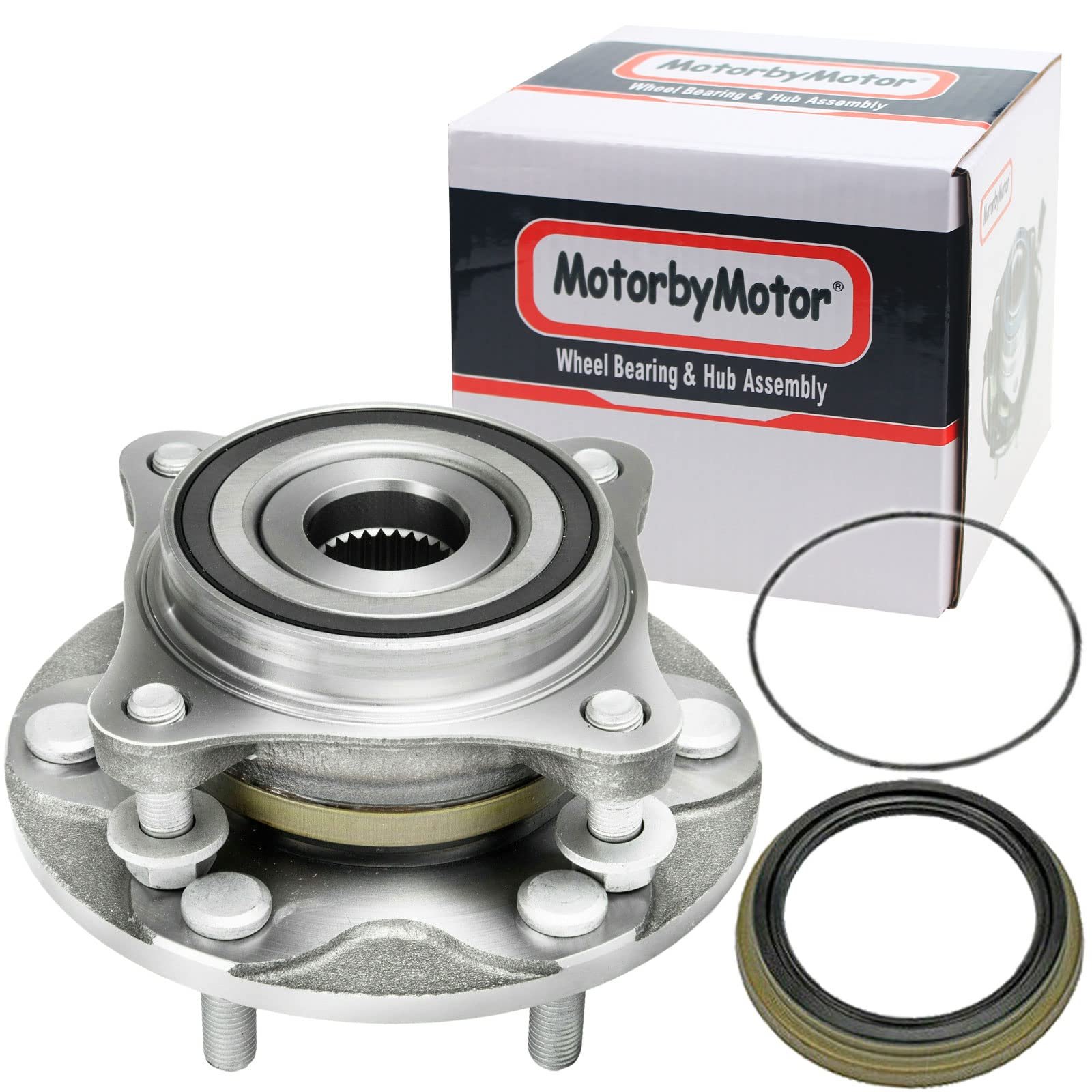 MotorbyMotor 950-001 Conjunto de Cojinete de Rueda Delantera y Buje 4WD con 6 Pernos Compatible con Toyota Tacoma 4Runner FJ Cruiser, Lexus GX460 GX470 Conjunto de Cojinete de Rueda 515040