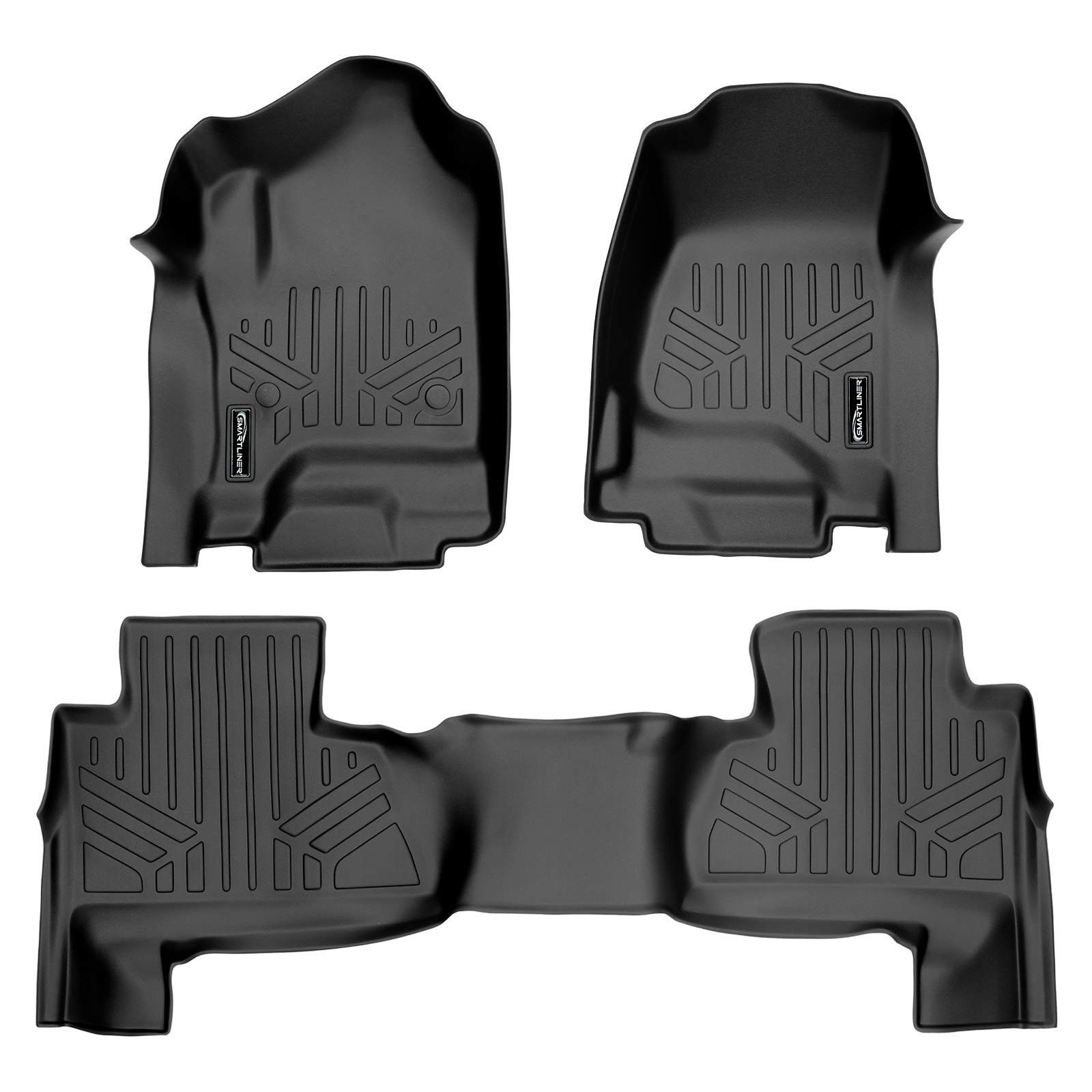 Juego de revestimientos de suelo MAXLINER de 2 filas color negro para Chevrolet Suburban/GMC Yukon XL 2015-2020 (con asiento trasero de segunda fila)