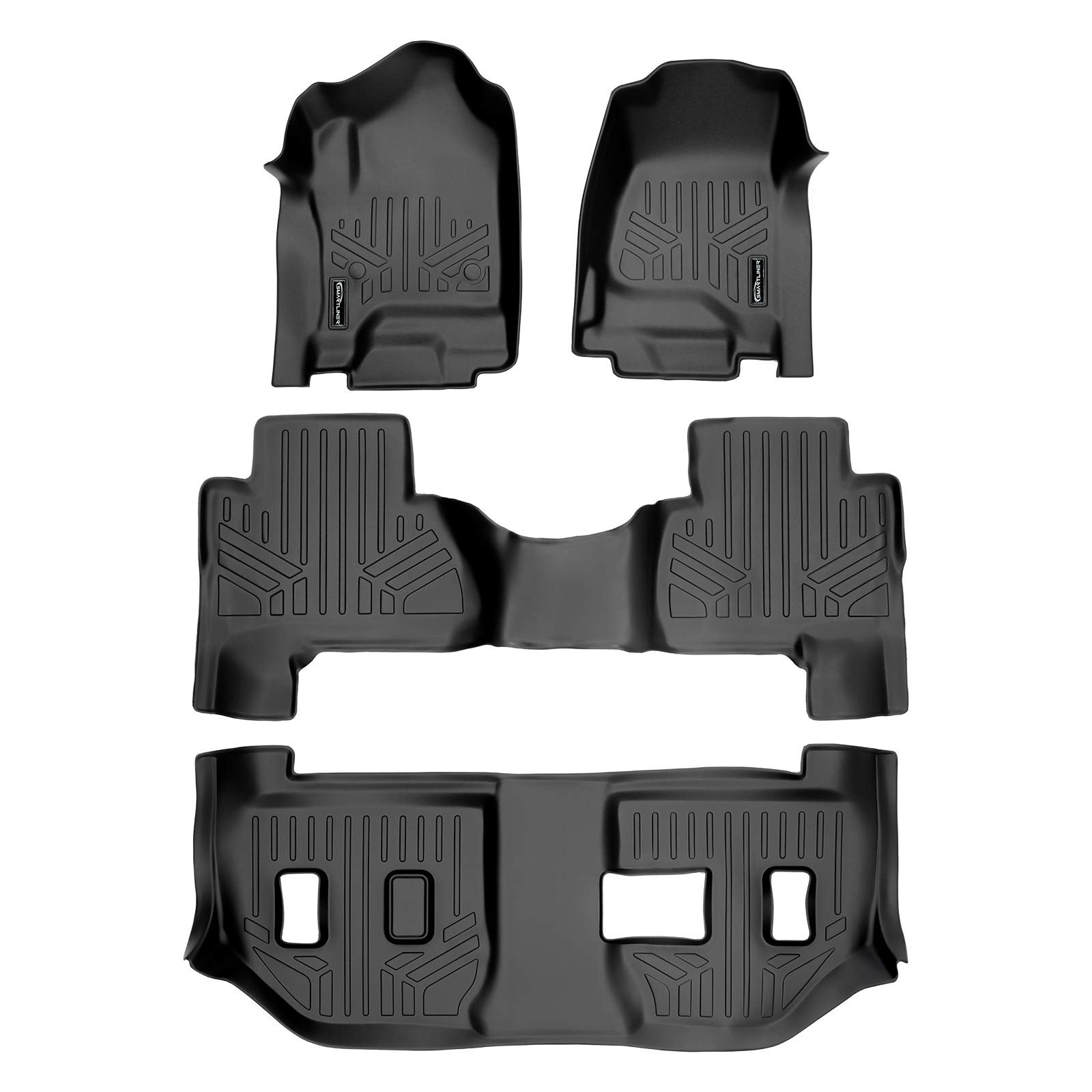 Set de Tapetes de Piso Negro a Medida para 3 Filas SMARTLINER Todo Clima Compatible con Cadillac Escalade 2015-2020 (Solo para Modelos ESV)