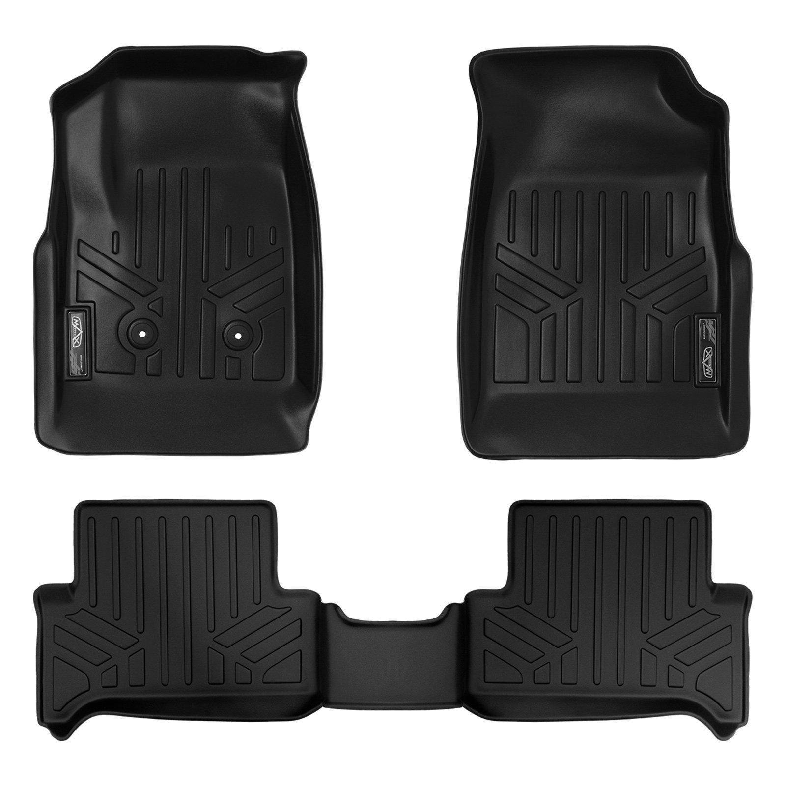 Juego de tapetes personalizados SMARTLINER de 2 filas en negro para Chevy Colorado Extended Cab/GMC Canyon Extended Cab 2015-2021