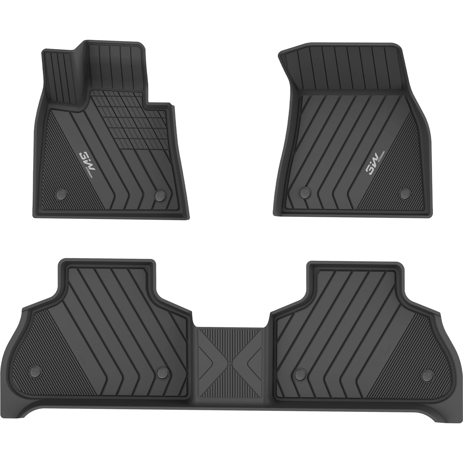 Tapetes para piso de 3W compatibles con BMW X5 2019-2024 2025, Alfombrillas a medida para todas las condiciones climáticas para BMW X5 40i 50i 45e M50iM 1ra y 2da Fila Juego completo de alfombrillas para automóviles Negro (Solo para 5 asientos de pasajeros)