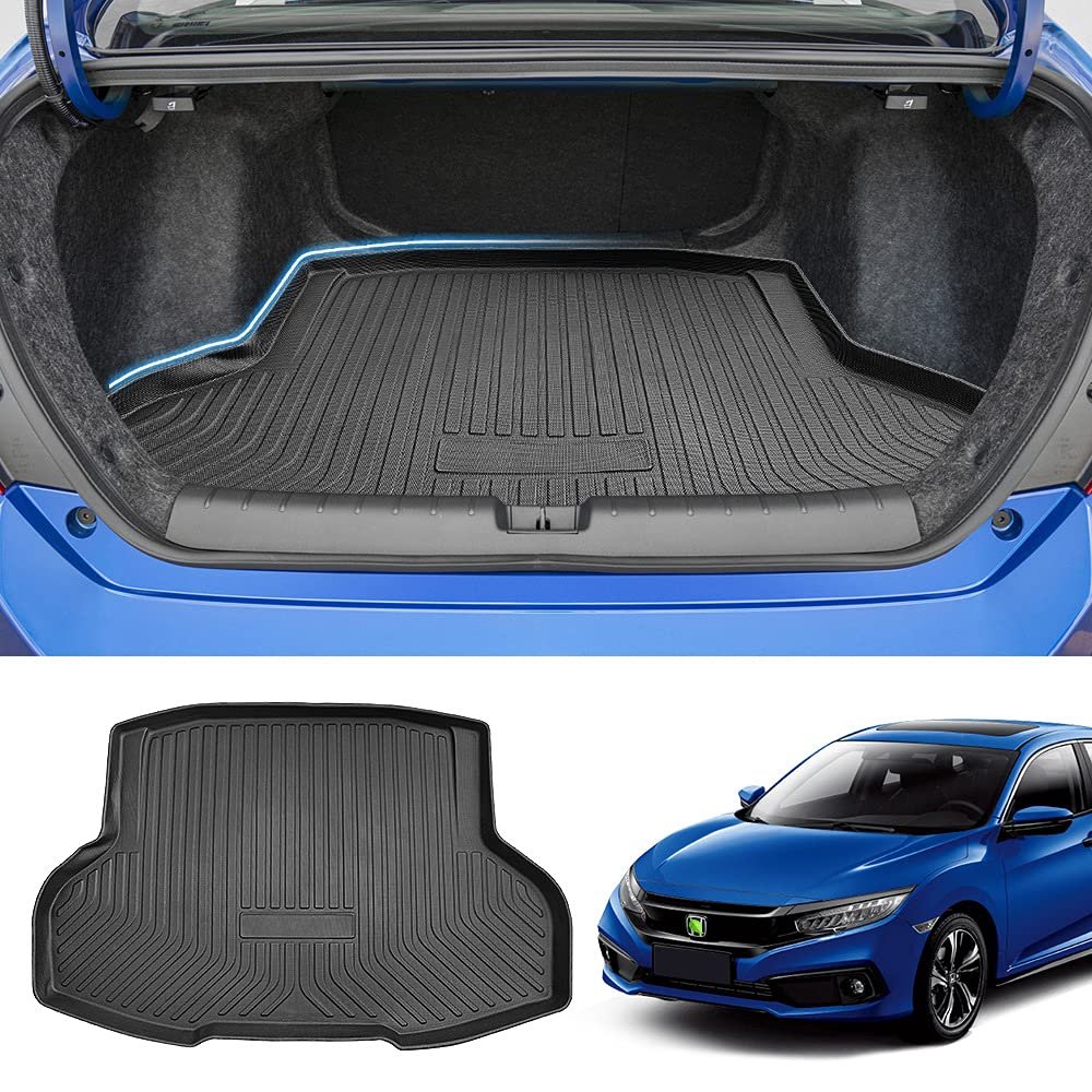 Alfombrilla de Tronco Powerty Solo Ajuste para Honda Civic Sedan 2016-2021 Todo Clima TPO Forro de Carga Trasero (No Apto para Modelos de 2 Puertas, No Apto para Hatchback)