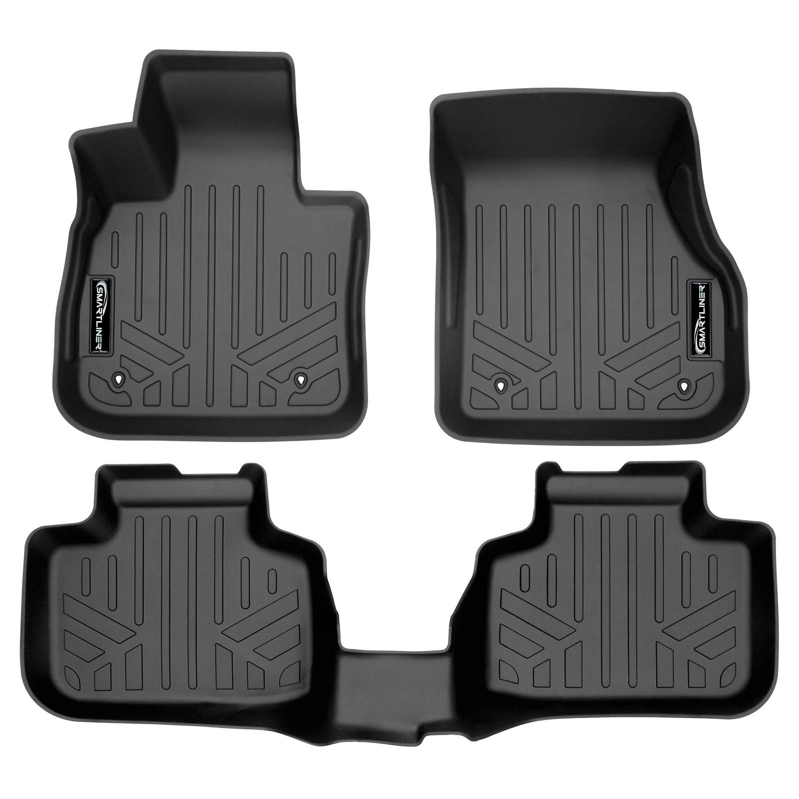 SMARTLINER Juegos de Tapetes para Piso a Medida para 2 Filas Color Negro Compatible con BMW X1 2016-2022 / BMW X2 2018-2022