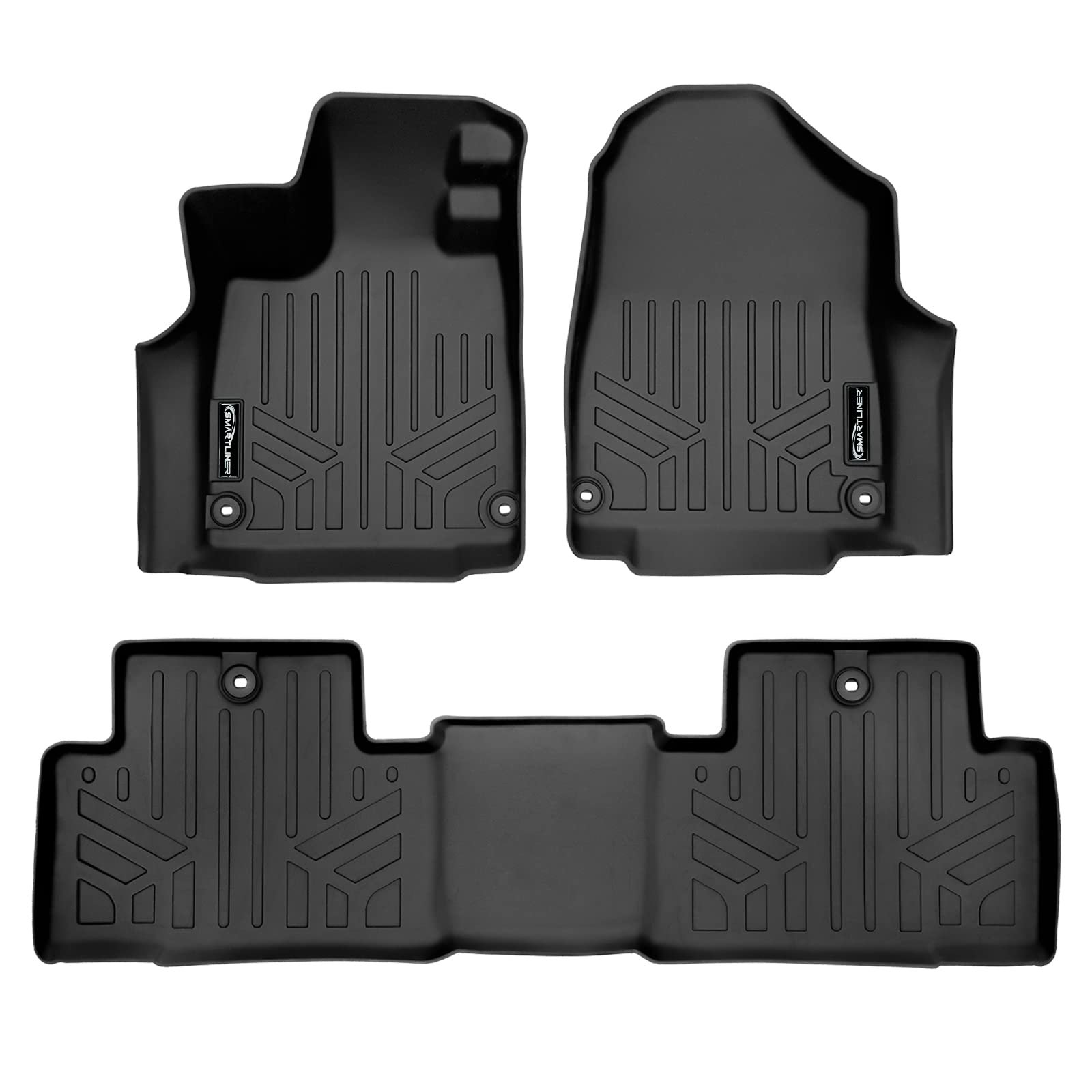 SMARTLINER Tapetes de Piso a Medida para Todos los Climas Juego de 2 Filas Negro Compatible con Acura MDX 2022-2023
