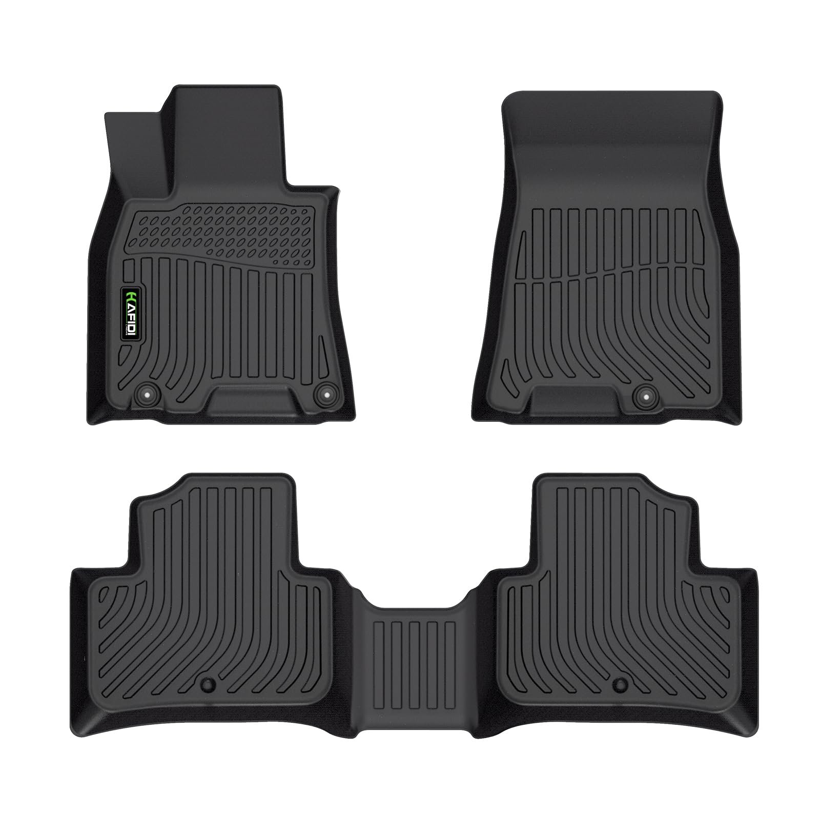 Tapetes para piso HAFIDI Personalizado para Genesis GV70 2022-2025 (No Electrificado GV70) Protección para Todo Clima TPE Resistente para Automóviles con Forro para Piso Antideslizante para Frontal y 2da Fila Juego Completo de Accesorios, Negro