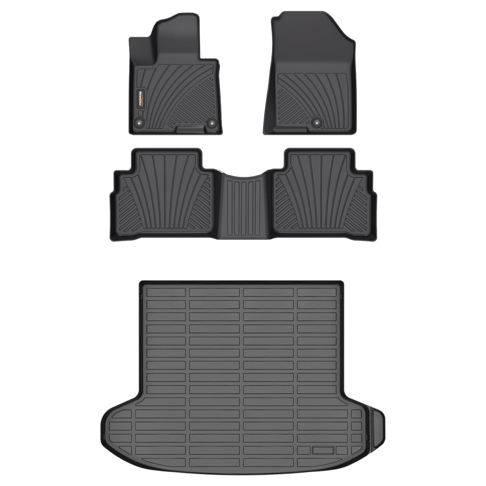 Tapetes para piso y protector de carga Binmotor para Kia Sportage EX LX SX Prestige X-Pro Prestige X-Line X-Pro 2023 2024 (No híbrido), Juego completo, Tapetes de piso para automóvil resistentes-Negro Accesorios Sportage