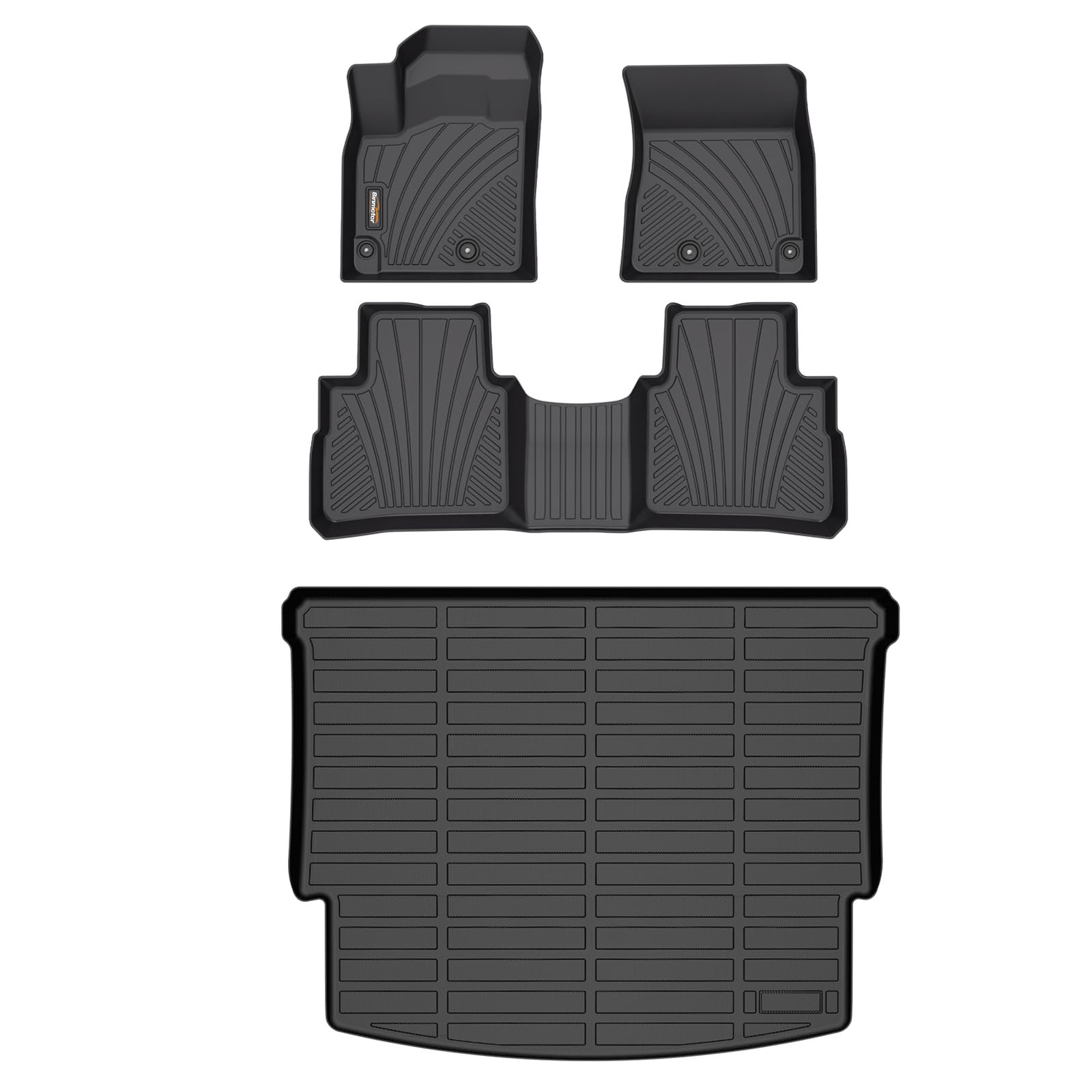Tapetes para piso y protector de carga Binmotor para Nissan Rogue 2024 2023 2022 2021 S | SV | SL | Platinum (NO para Rogue Sport) Juego completo para la primera y segunda fila, Tapetes para piso de coche de alta resistencia-Negro Accesorios para Rogue