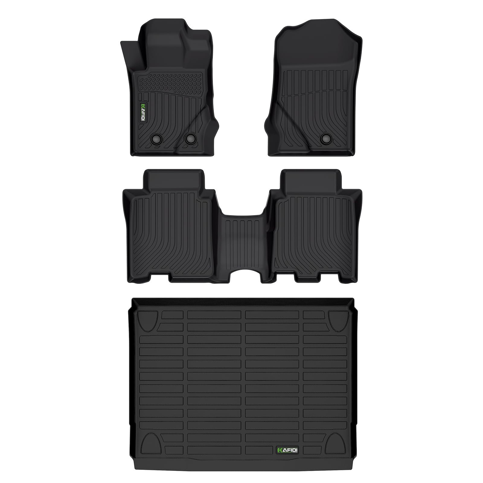 Juego de tapetes y protector de carga HAFIDI� para Ford Bronco 4 Puertas 2021-2024 (No apto para modelos Sport) Protección contra todo clima TPE Antideslizante Accesorios personalizados para Automóviles - Negro