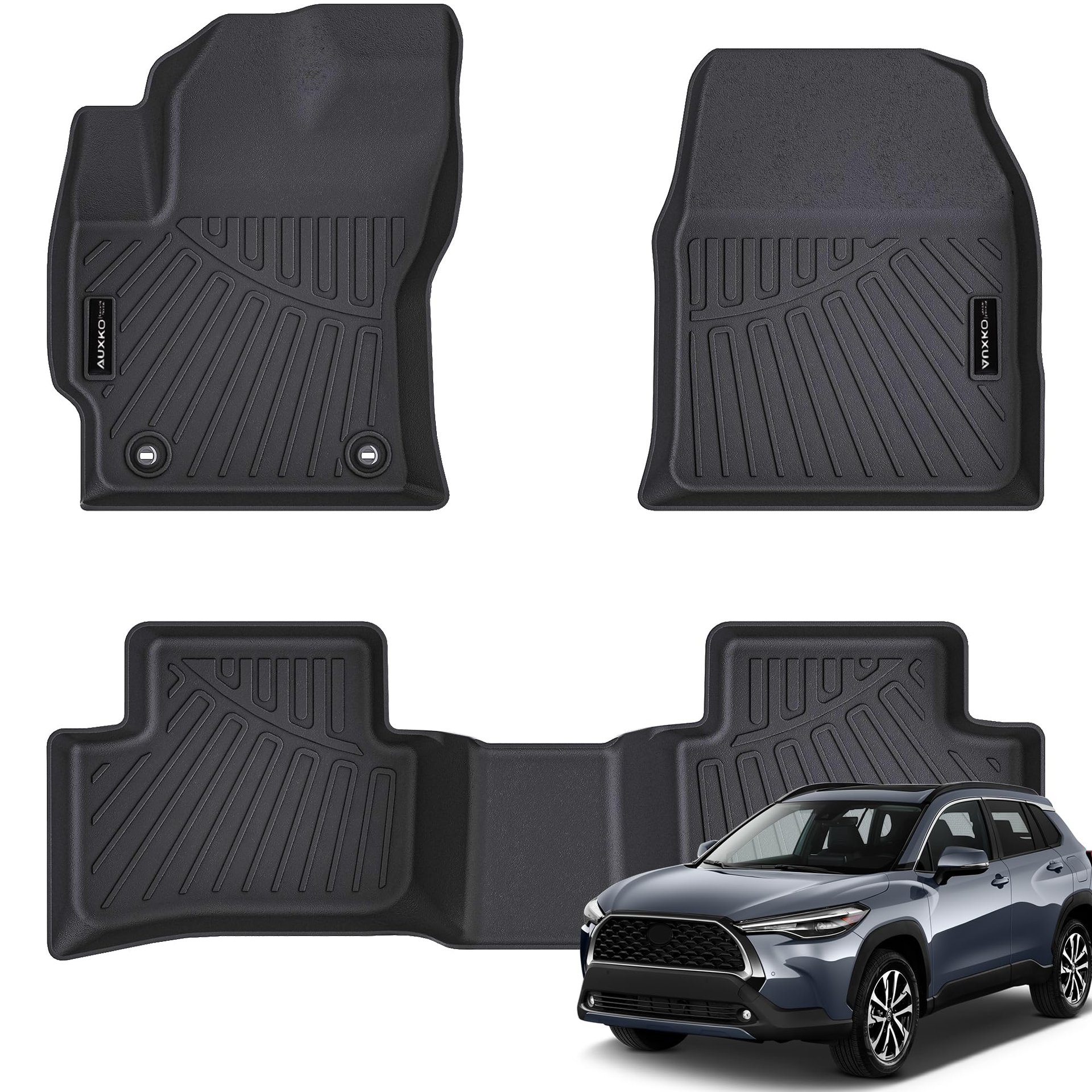 Tapetes para piso Auxko All Weather Fit para Toyota Corolla Cross AWD Gas 2022 2023 2024 Juego de Liners de Goma TPE Accesorios Corolla Cross Todos los Guardaos Estacionales Mats Antideslizante sin Olor