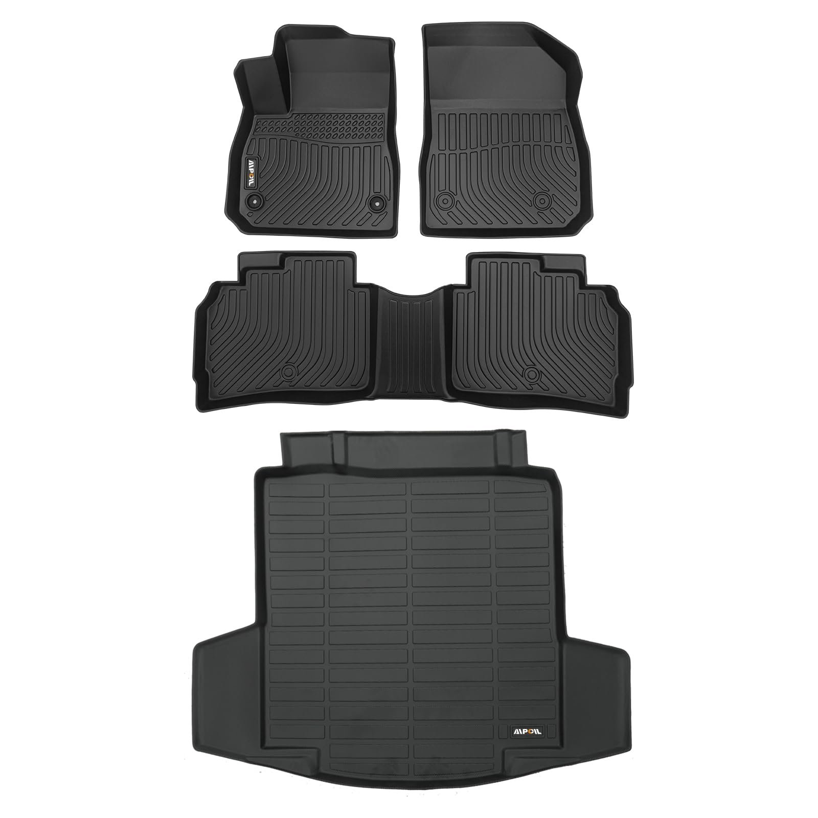 AIPOIL Tapetes y Forros de Maletero para Chevy Chevrolet Malibu 2016-2024, Protección contra Todo Tipo de Climas Antideslizante, Tapetes de Piso de Automóvil Personalizados, Negro