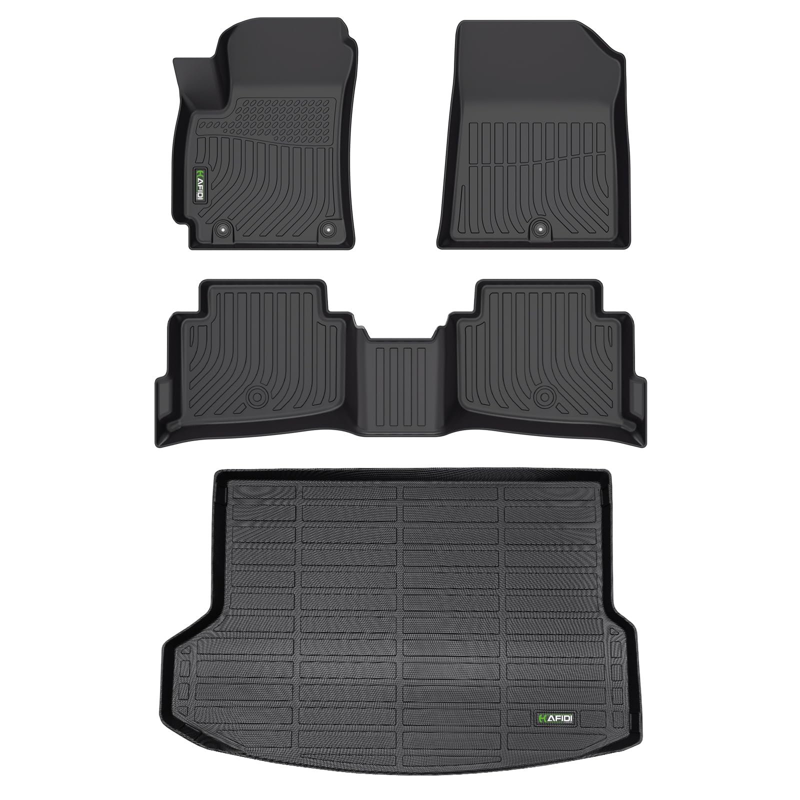 Set de Tapetes de Piso y Forro de Carga HAFIDI� para Kia Seltos 2020 2021 2022 2023 Protección contra Todo Clima TPE Antideslizante Accesorios Personalizados - Negro