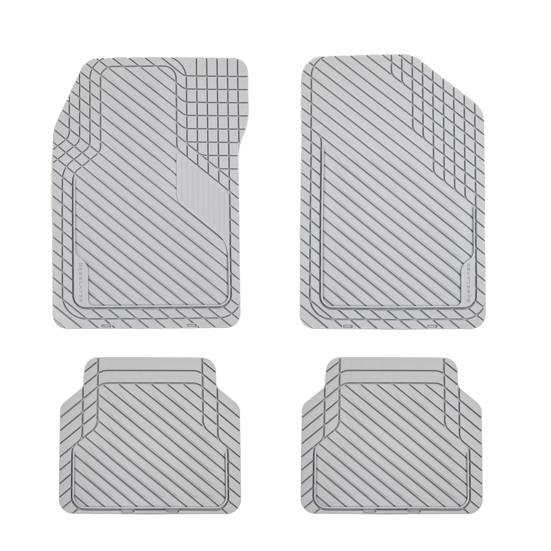 Tapetes Universales para Automóvil BaseLayer Cut-to-Fit� Sparkle Silver de 4 Piezas - Tapetes Impermeables Universales para la Mayoría de los Vehículos, Duraderos para Todo Clima - Hechos en EE. UU.