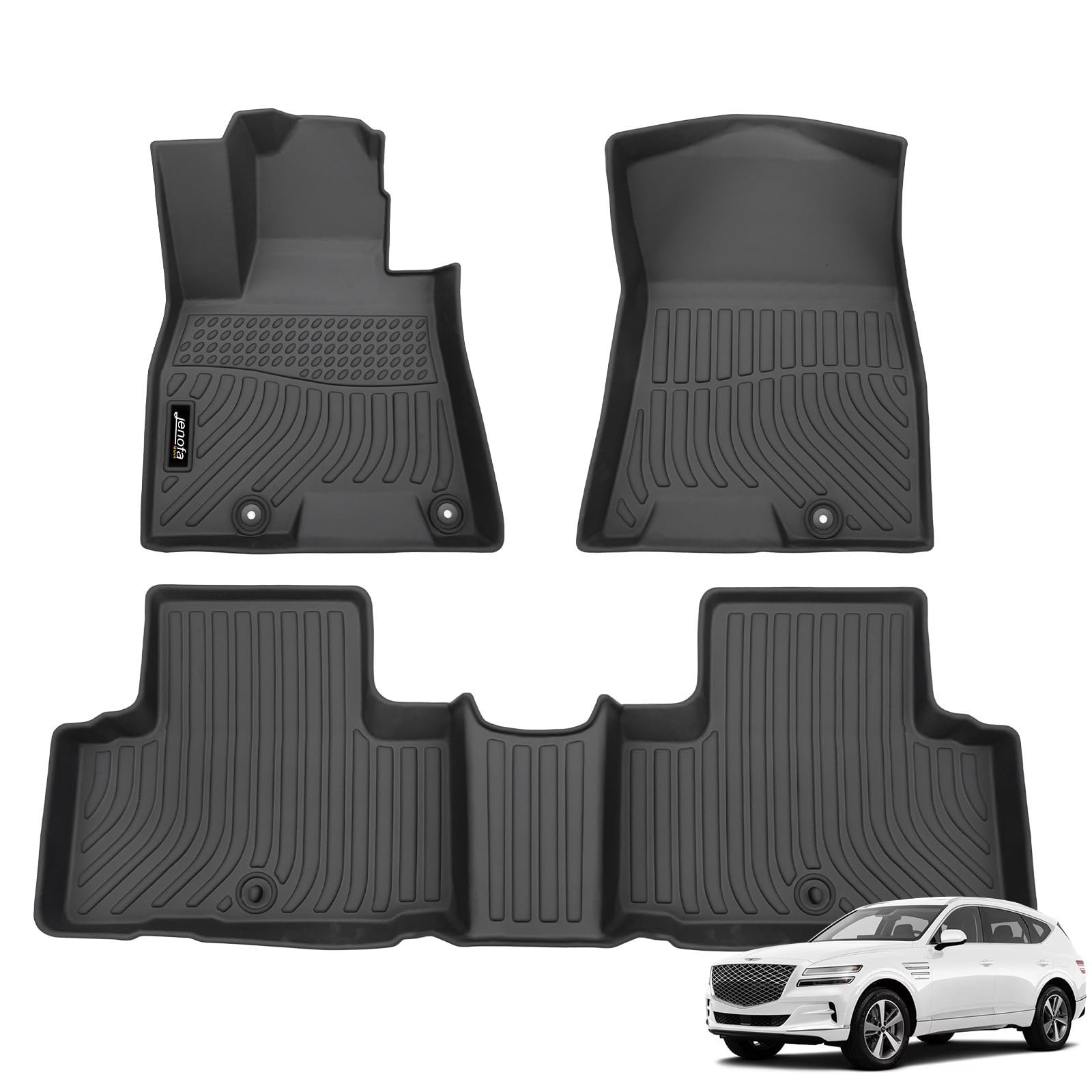 Tapetes de Piso Jenofa para Genesis GV80 5 Asientos 2021-2024 Alfombrillas para Autos a Prueba de Todo Agente Ajuste Personalizado GV80 Alfombrillas para Piso Impermeables Durables Accesorios para Auto GV80 Negro