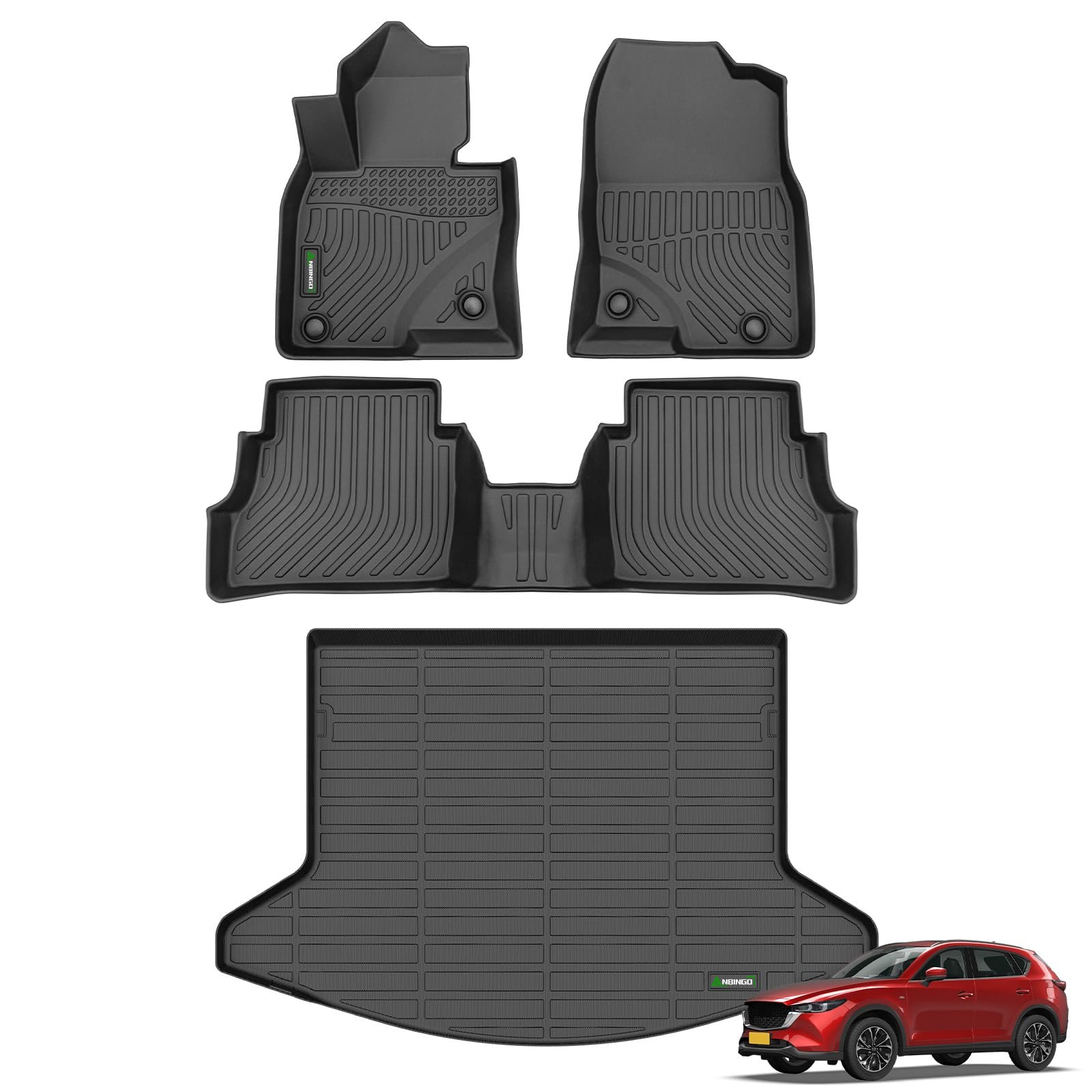 Tapetes para piso y revestimiento de carga para Mazda CX5 2017-2022 TPE Protección para todas las condiciones climáticas Juego de Alfombrillas Antideslizantes para Automóviles, Negro