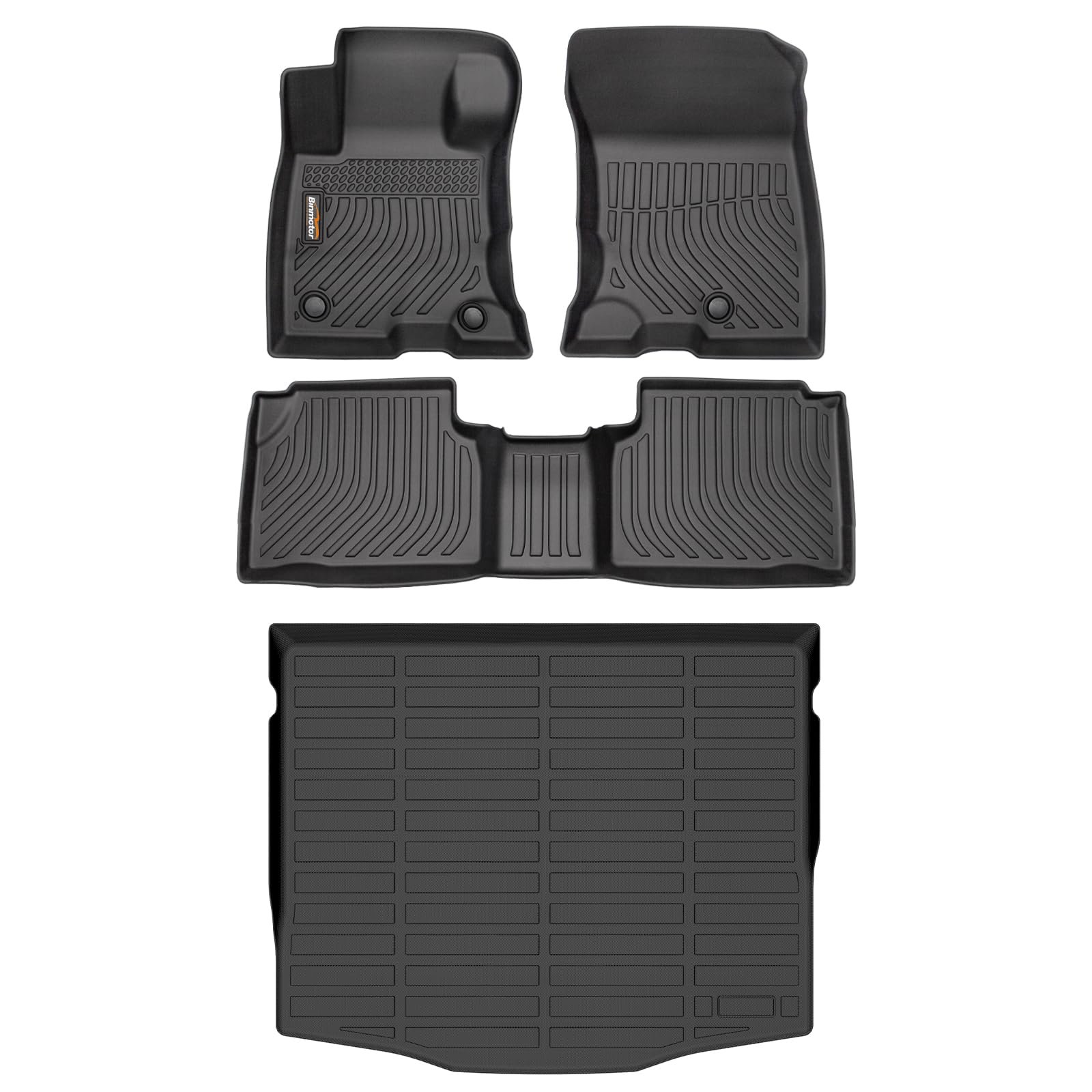 Juego de Tapetes y Forro de Carga Binmotor para Ford Escape Hybrid 2020-2024, Tapete para Autos Todo Clima para Ford Escape Hybrid, Forro de Carga de Caucho TPE para Maletero de Ford Escape Hybrid Modelo