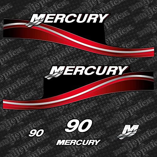 Conjunto de Calcomanías Aftermarket de Reemplazo para Mercury 90 Dos Tiempos Rojo (2005)