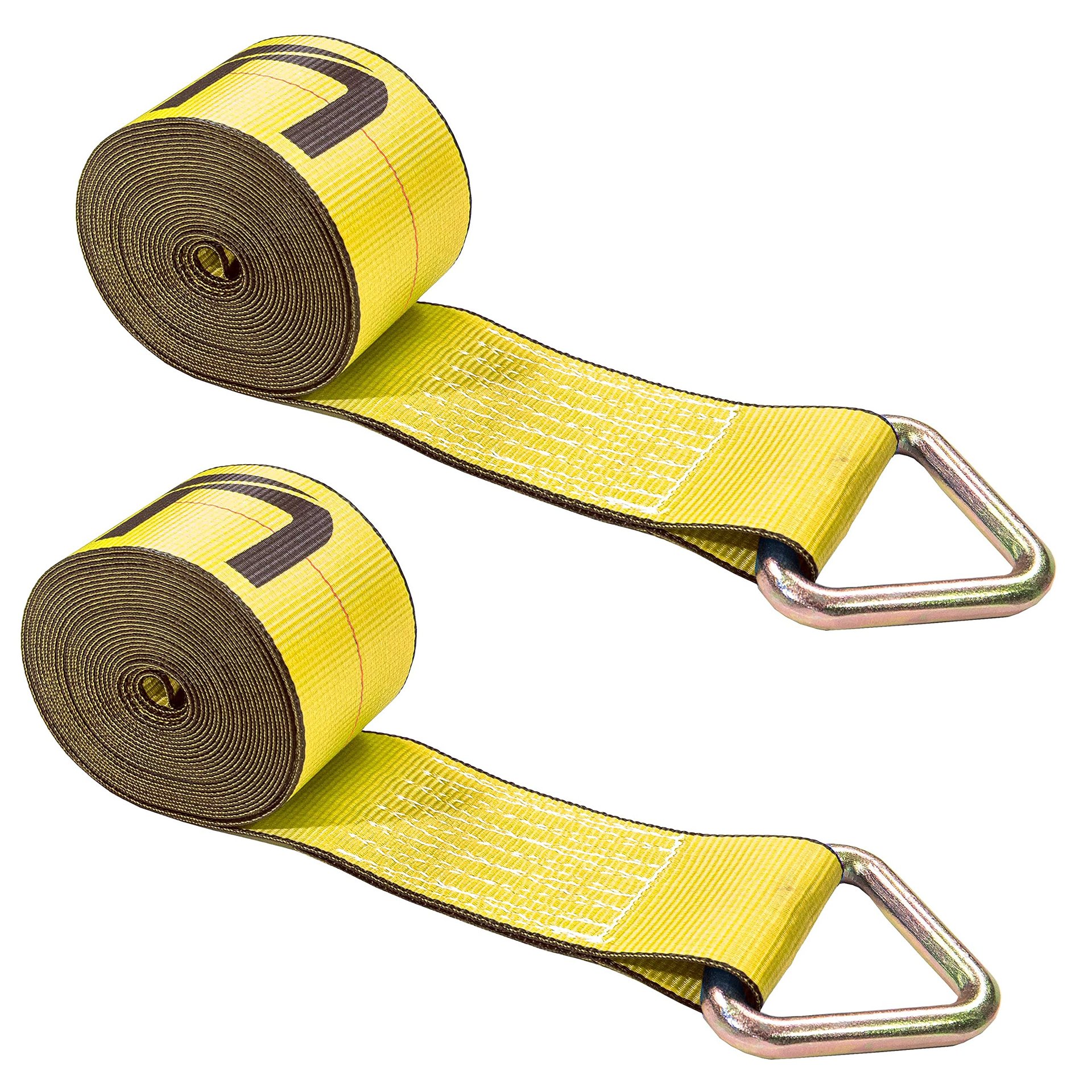 Correas de Remolque US Cargo Control de 4 pulgadas x 30 pies con Anillos D (paquete de 2), Correas de Remolque para Carga Pesada, Límite de Carga de Trabajo de 5,400 lbs., Correas de 4 pulgadas para Remolque de Plataforma Plana, Camión